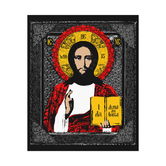 Christ Pantocrator IconoGraphic No. 1 (Alpha and Omega) | Orthodox Christian Art Poster