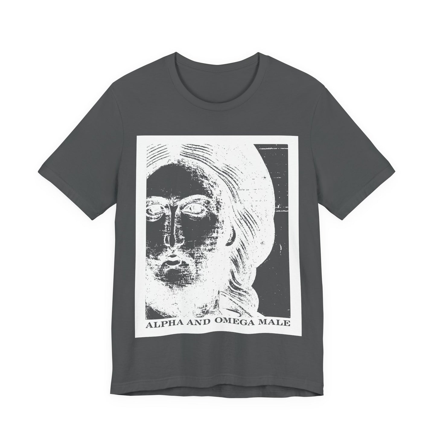 Alpha & Omega Male | Jesus Christ Icono-Graphic Photonegative | I am the Beginning & the End (Rev 22) | Lightweight Cotton Unisex T-Shirt