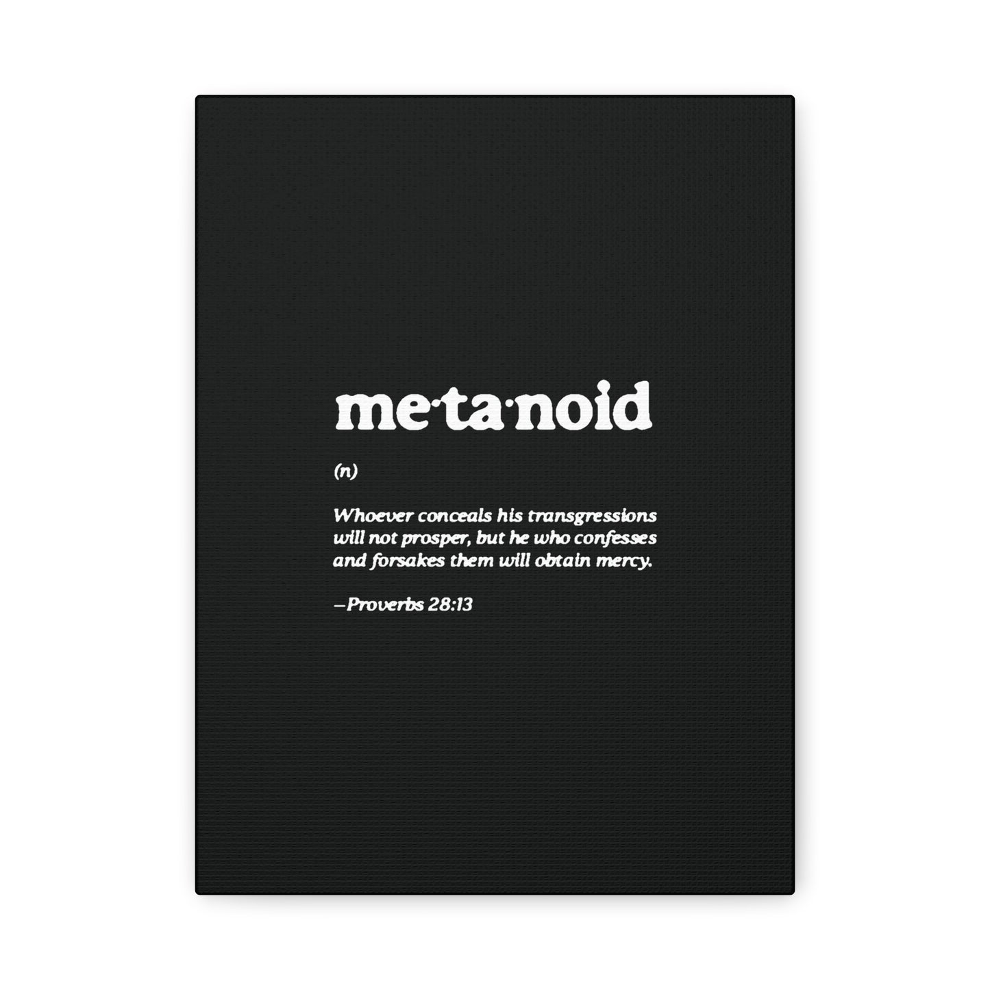 Metanoia Metanoid Definition | Proverbs 28:13 | Confession & Repentance | Minimalist Design | Orthodox Christian Canvas Art