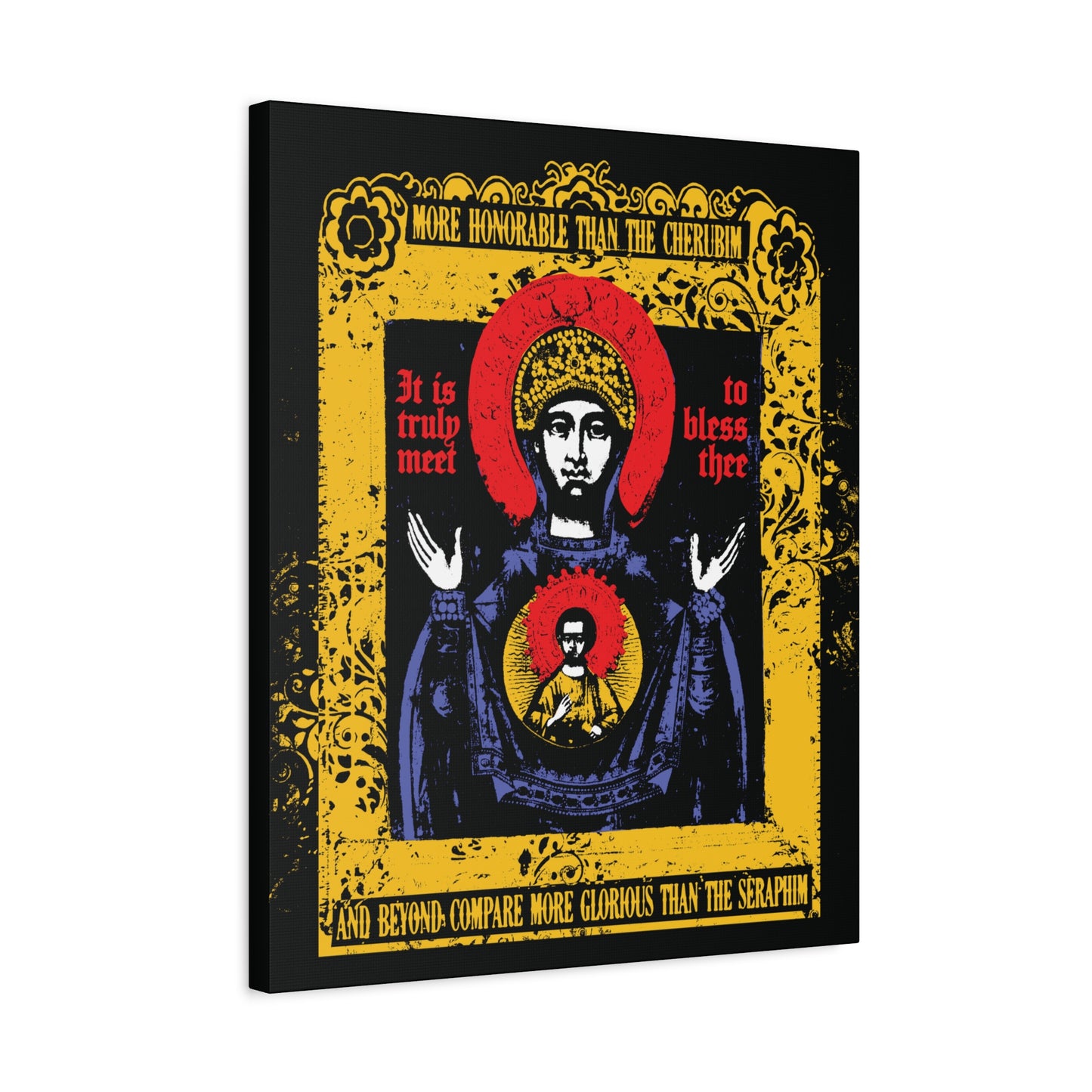 It is Truly Meet To Bless Thee Iconographic | Axion Estin Hymn to the Mother of God Theotokos | Orthodox Christian Canvas Art