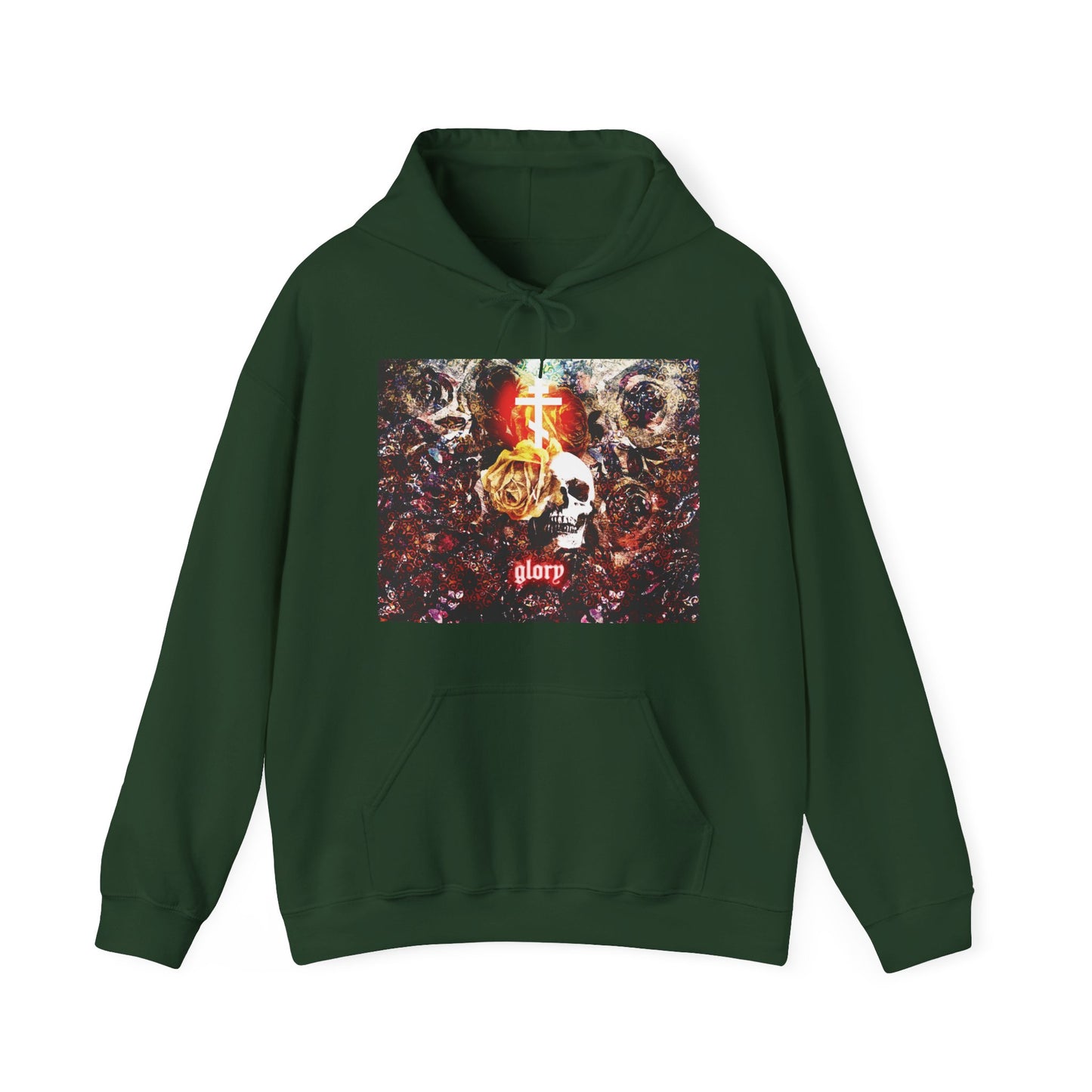 Now the Son of Man is Glorified (John 13:31) | Skull and Floral Glowing Cross Design | Orthodox Christian Hoodie