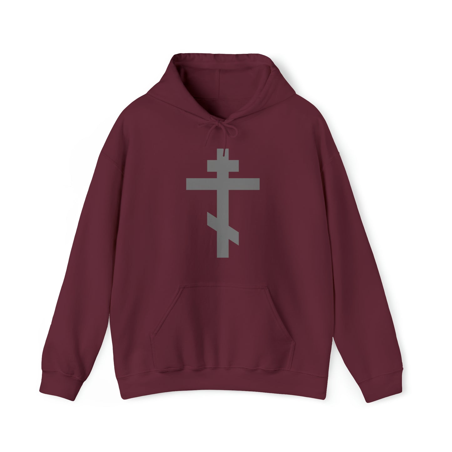 Simple Orthodox Cross (Light Gray) No. 1 | Orthodox Christian Hoodie / Hooded Sweatshirt
