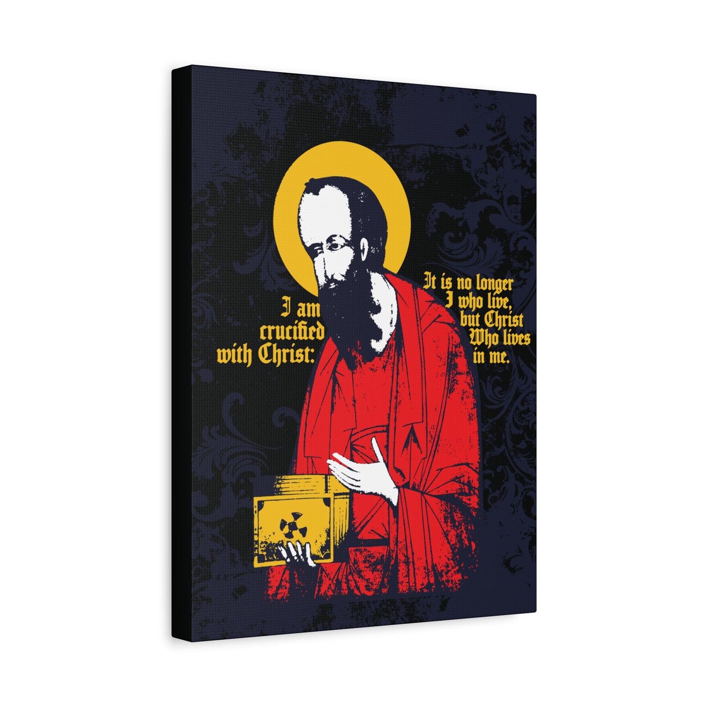 St Paul Holding Gospel Iconographic | I am crucified with Christ (Galatians 2:20) | Orthodox Christian Canvas Art