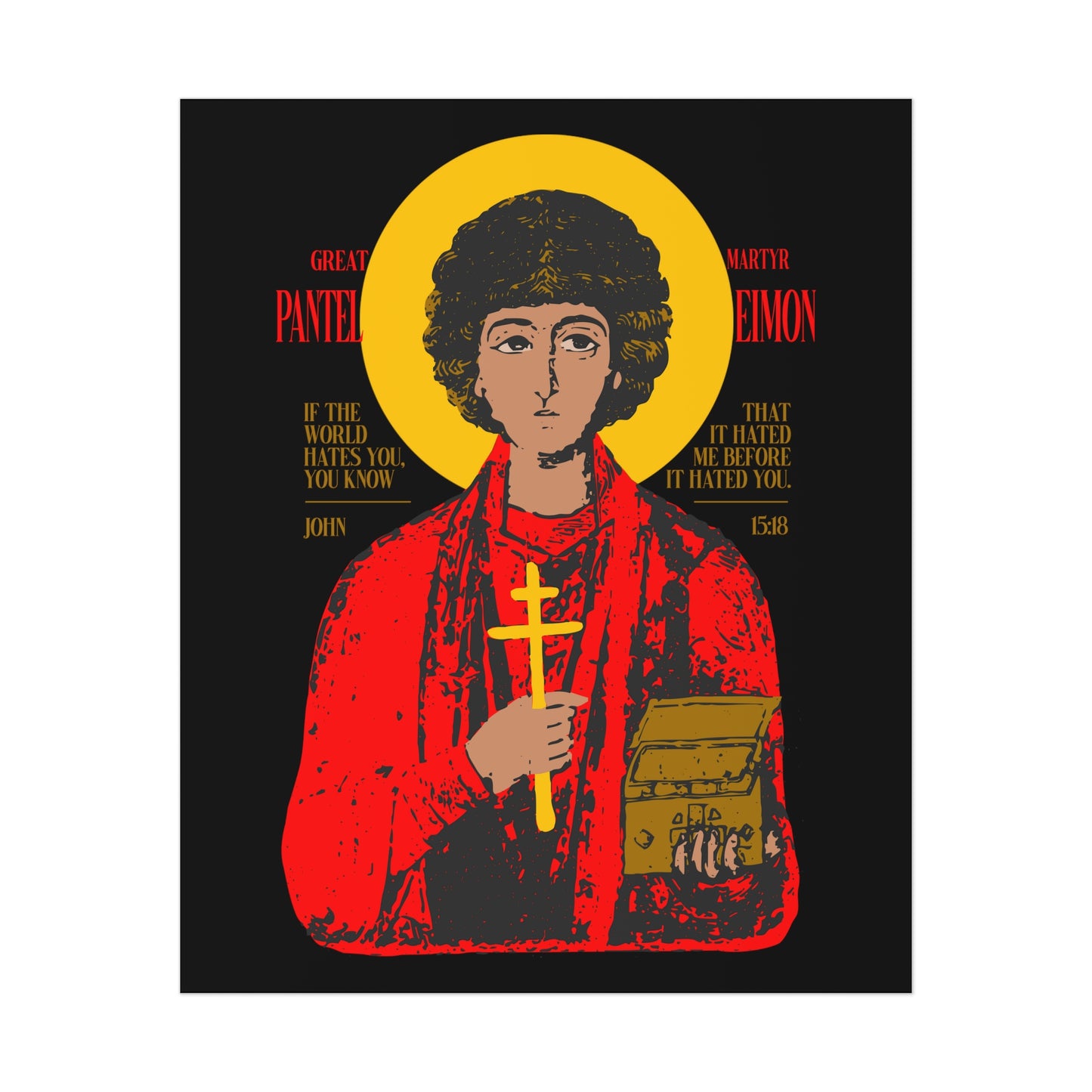 Great-Martyr Panteleimon IconoGraphic No. 1 | Orthodox Christian Art Poster
