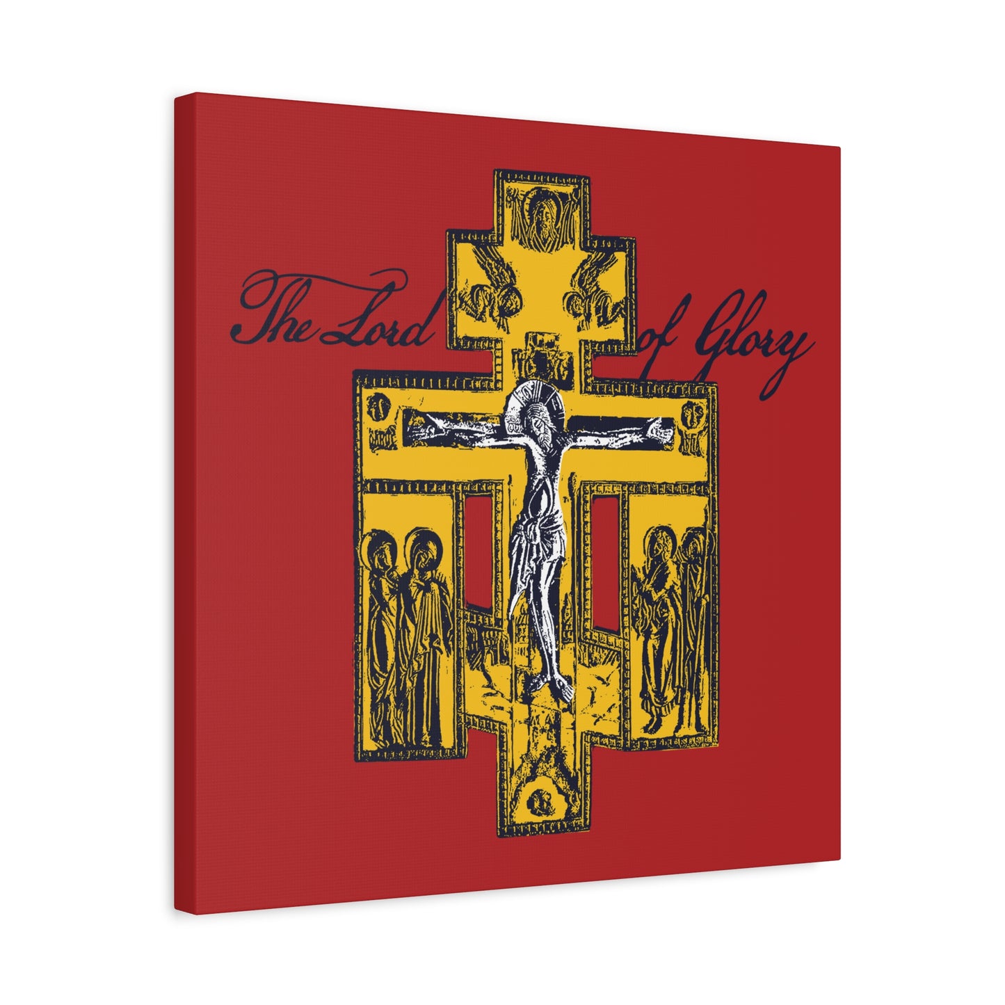 The Lord of Glory | Russian Golgotha Crucifix IconoGraphic (Red BG) | 1 Corinthians 2:8 | Orthodox Christian Canvas Art