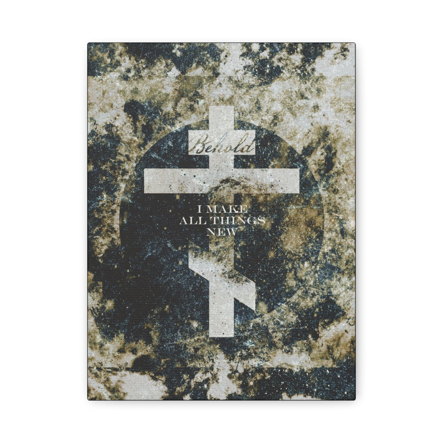 Behold, I Make All Things New | Revelation 21:5 | Cosmic Textured Orthodox Cross | Parousia | Orthodox Christian Canvas Art