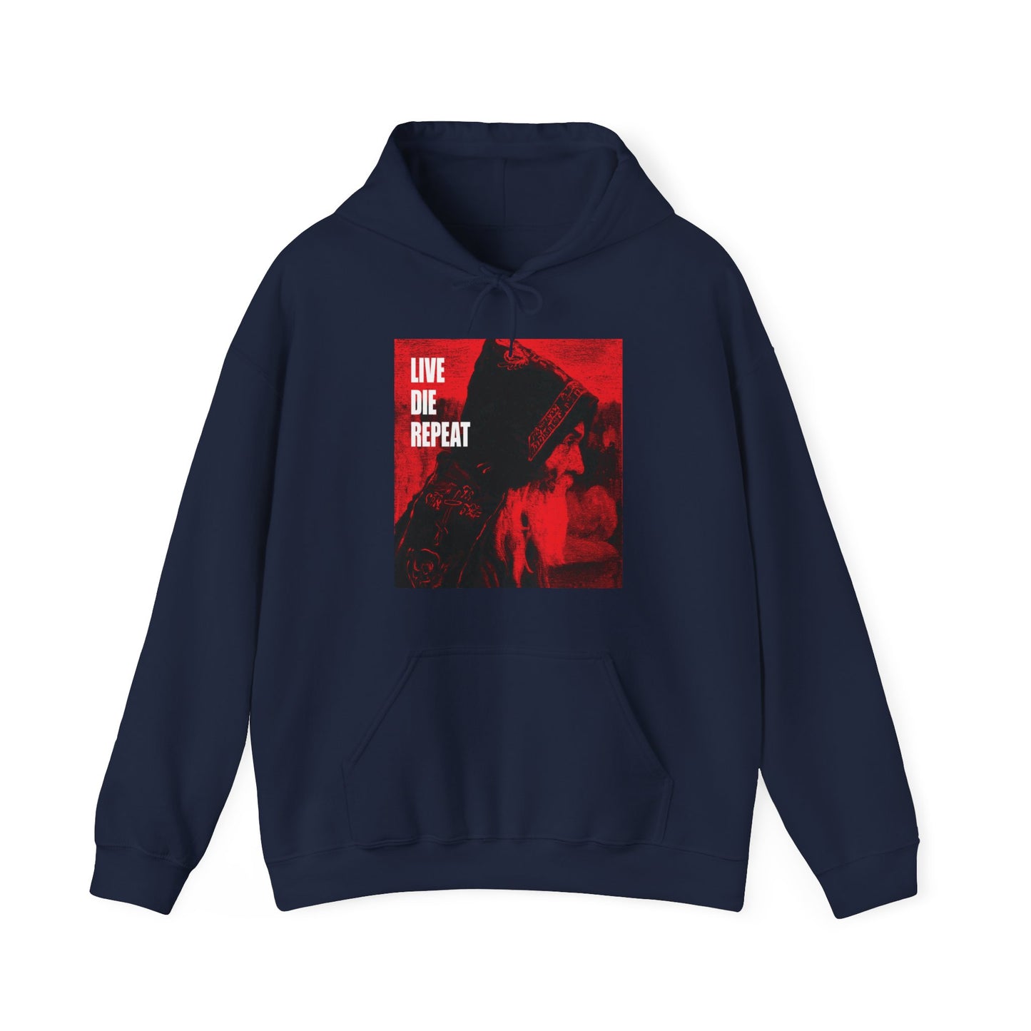 Live Die Repeat (Featuring "Monk" Artwork by Mikhail Nesterov) No. 1 | Orthodox Christian Hoodie / Hooded Sweatshirt