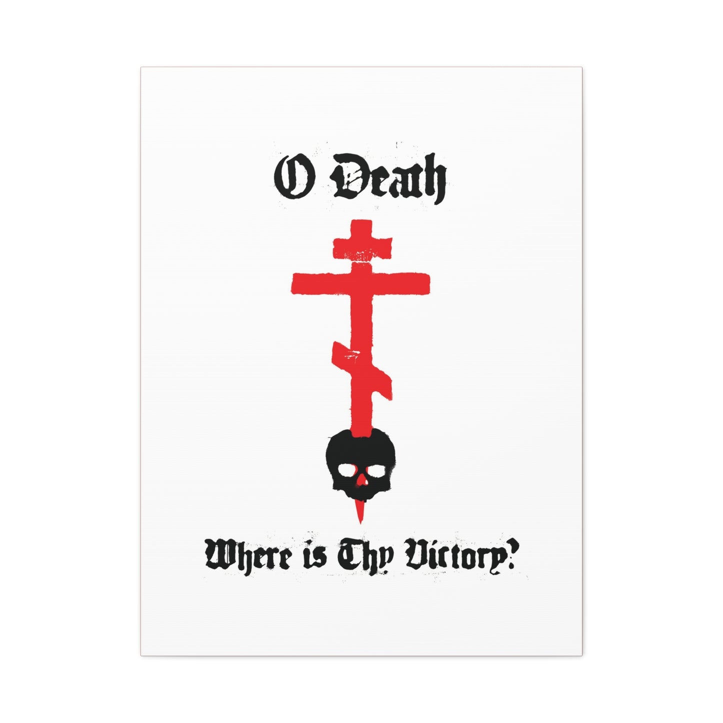 O Death Where is Thy Victory? 1 Cor 15:55 | Cross Stabbing Skull | Spraypaint Aesthetic | Orthodox Christian Canvas Art