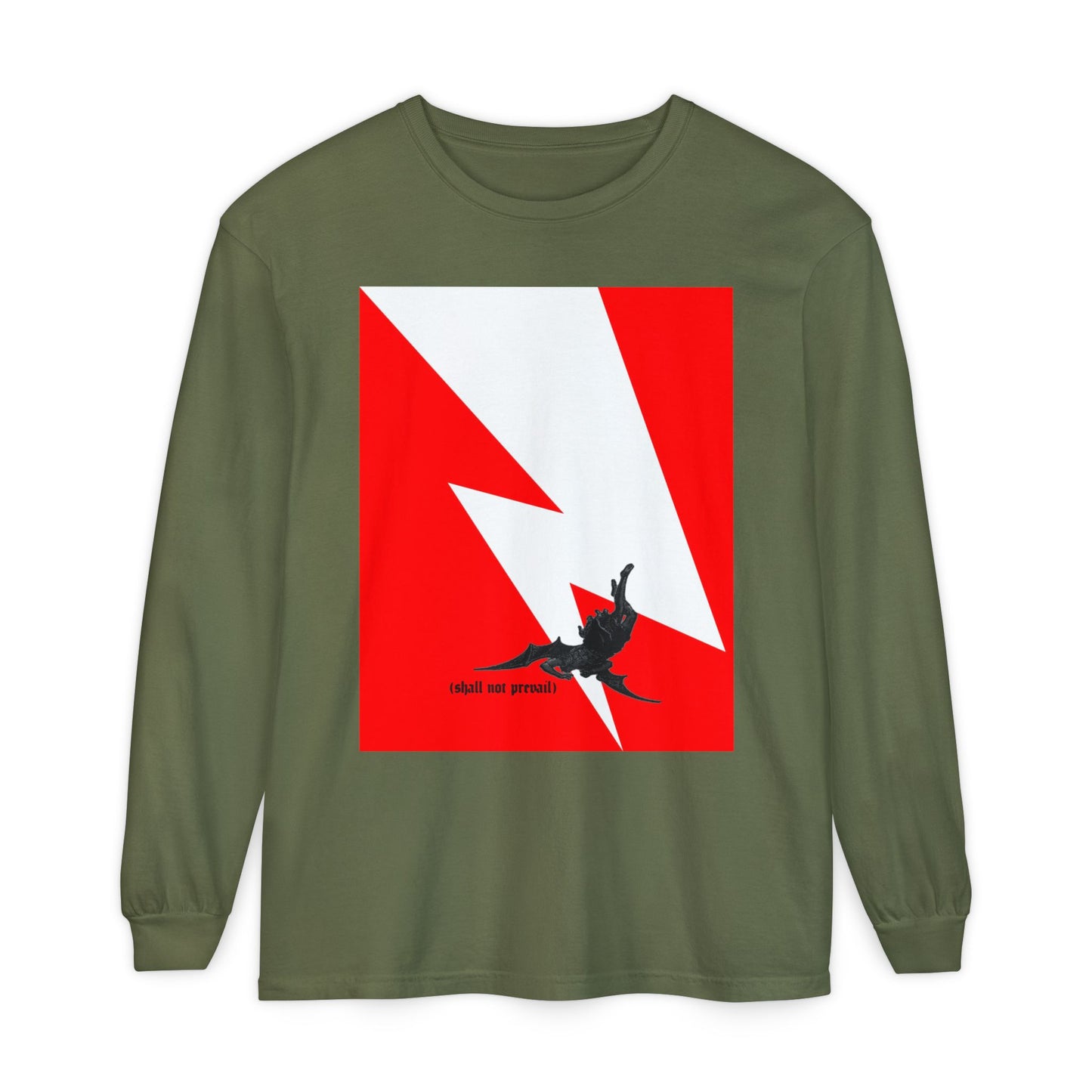 Shall Not Prevail | Satan Fell from Heaven Like Lightning (Luke 10:18) | Minimalist Design | Orthodox Christian Long Sleeve Shirt