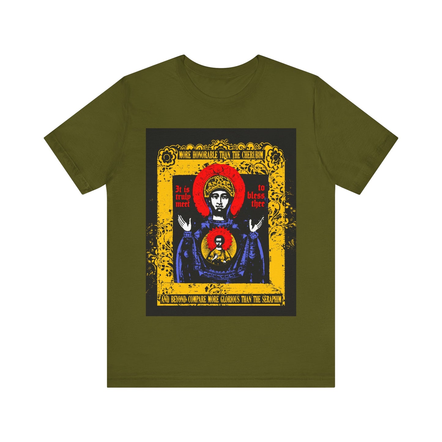 It is Truly Meet To Bless Thee Iconographic | Axion Estin Hymn to the Mother of God Theotokos | Orthodox Christian T-Shirt