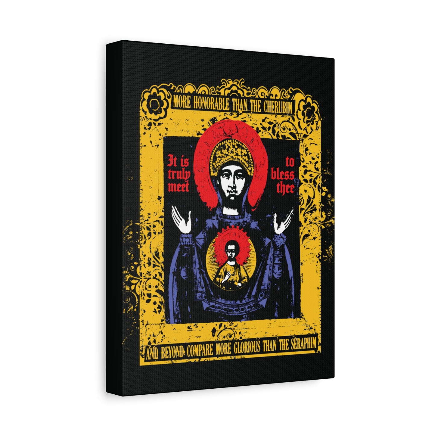It is Truly Meet To Bless Thee Iconographic | Axion Estin Hymn to the Mother of God Theotokos | Orthodox Christian Canvas Art