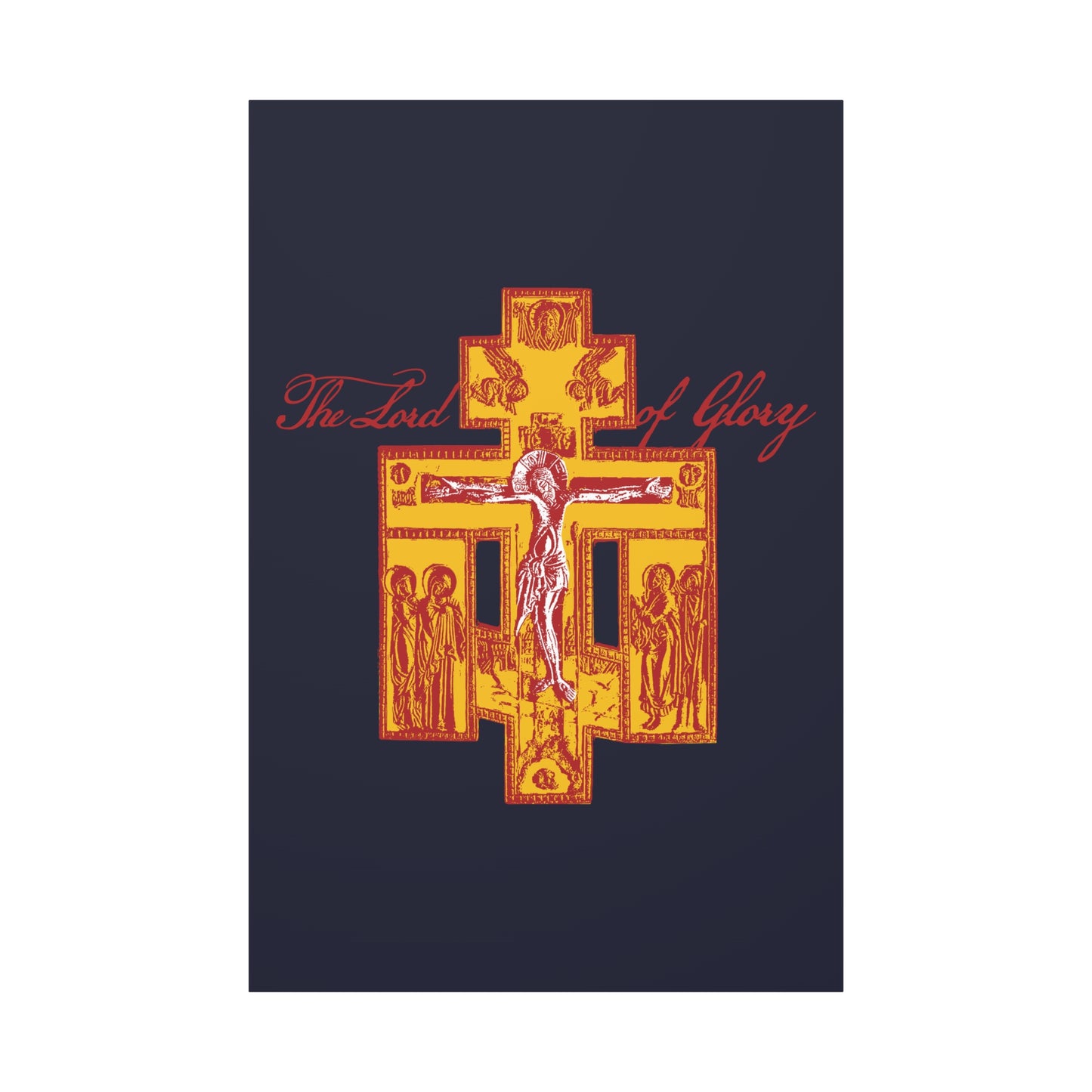 The Lord of Glory | Russian Golgotha Crucifix IconoGraphic (Blue BG) | 1 Corinthians 2:8 | Orthodox Christian Canvas Art