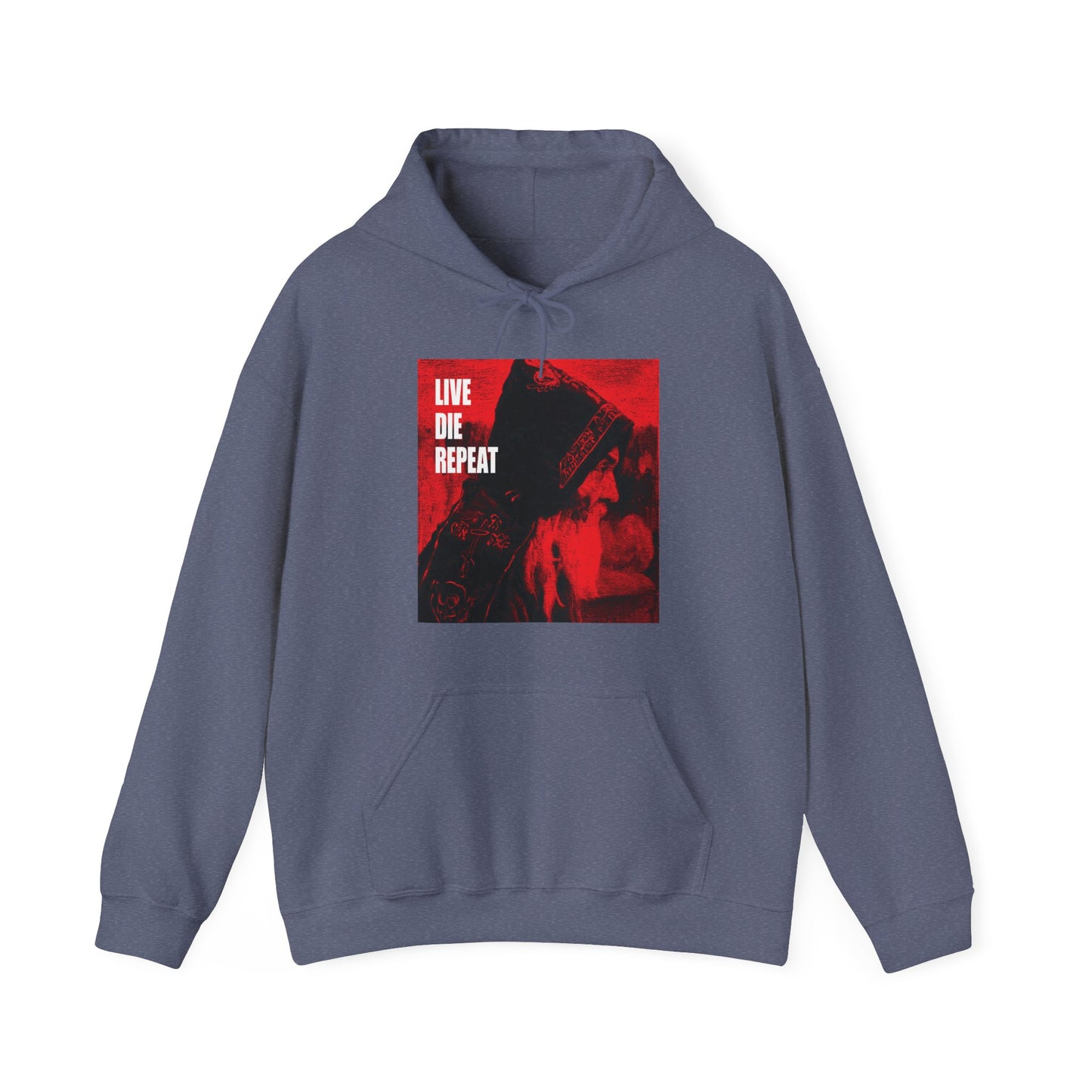 Live Die Repeat (Featuring "Monk" Artwork by Mikhail Nesterov) No. 1 | Orthodox Christian Hoodie / Hooded Sweatshirt
