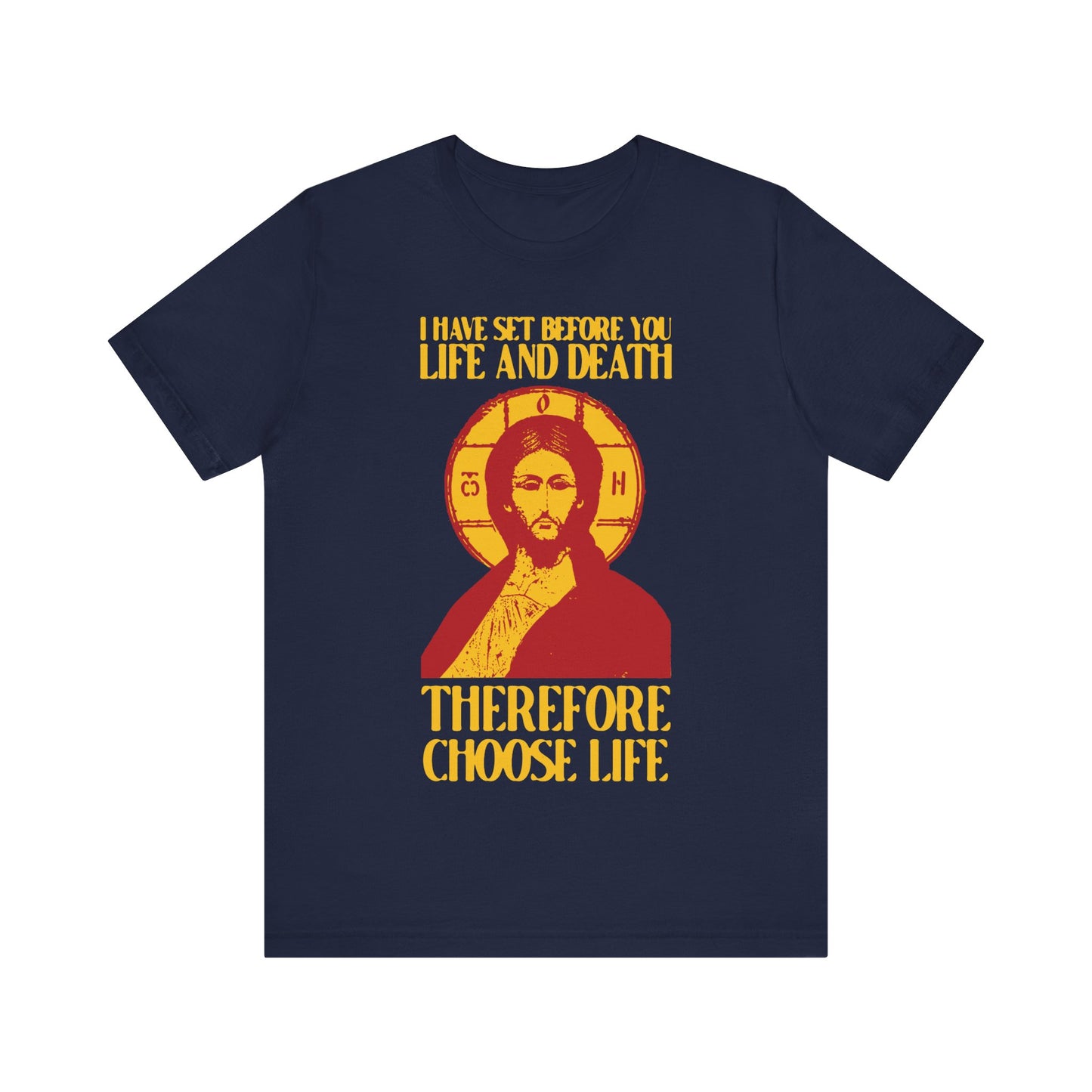 I Have Set Before You Life and Death (Deut. 30:11-20) Blue Design No. 1 | Orthodox Christian T-Shirt