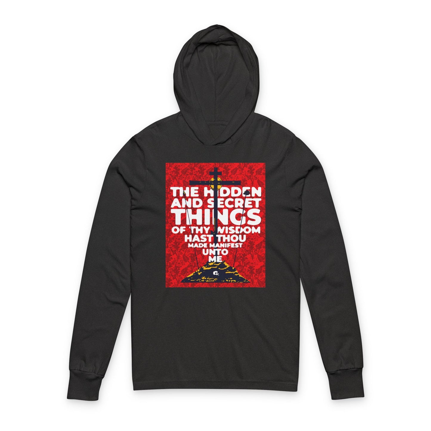 The Hidden and Secret Things of Thy Wisdom (Psalm 50/51) | Golgotha Cross | Skull of Adam | Orthodox Long Sleeve Hooded Shirt