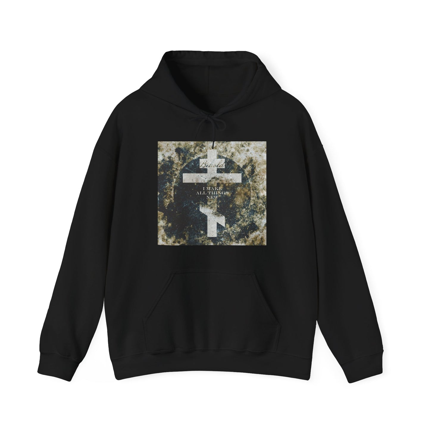 Behold, I Make All Things New | Revelation 21:5 | Cosmic Textured Orthodox Cross | Parousia | Orthodox Christian Hoodie