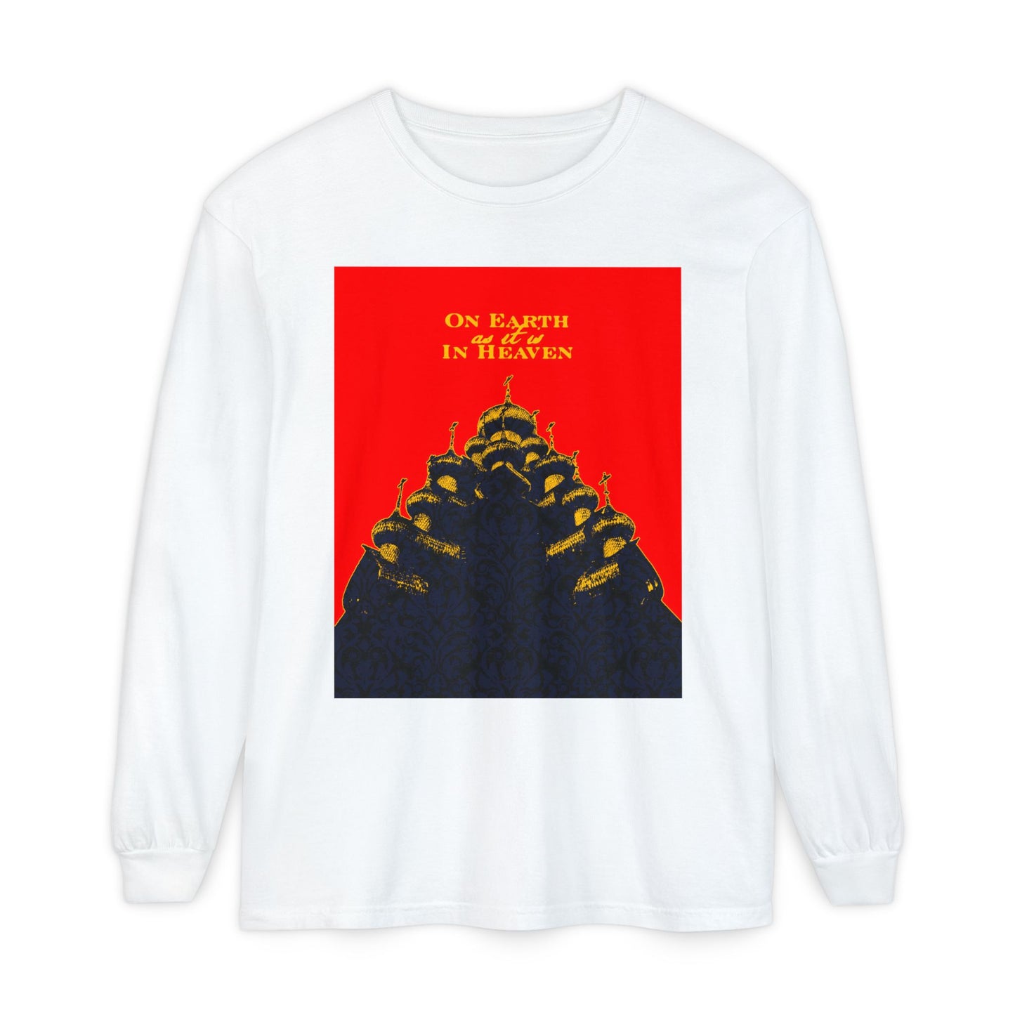 The Church: On Earth As It Is In Heaven | Lord's Prayer | Ancient Russian Wooden Church Design | Orthodox Christian Long Sleeve Shirt