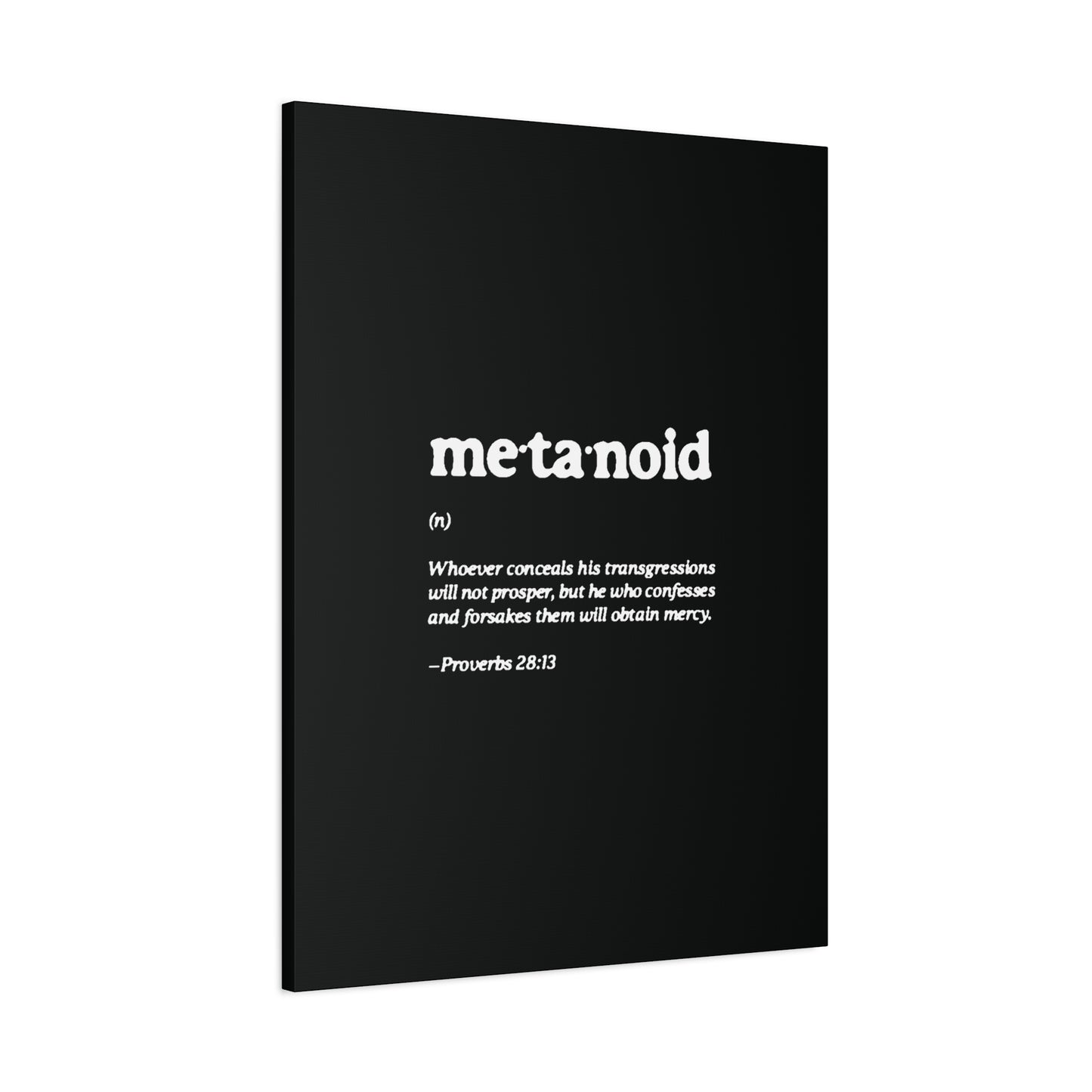 Metanoia Metanoid Definition | Proverbs 28:13 | Confession & Repentance | Minimalist Design | Orthodox Christian Canvas Art