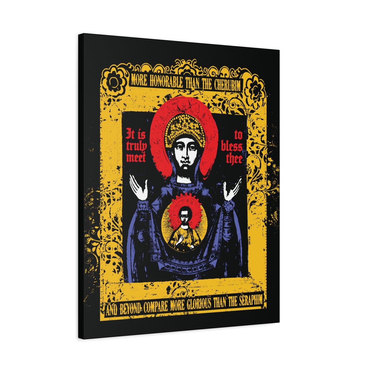 It is Truly Meet To Bless Thee Iconographic | Axion Estin Hymn to the Mother of God Theotokos | Orthodox Christian Canvas Art