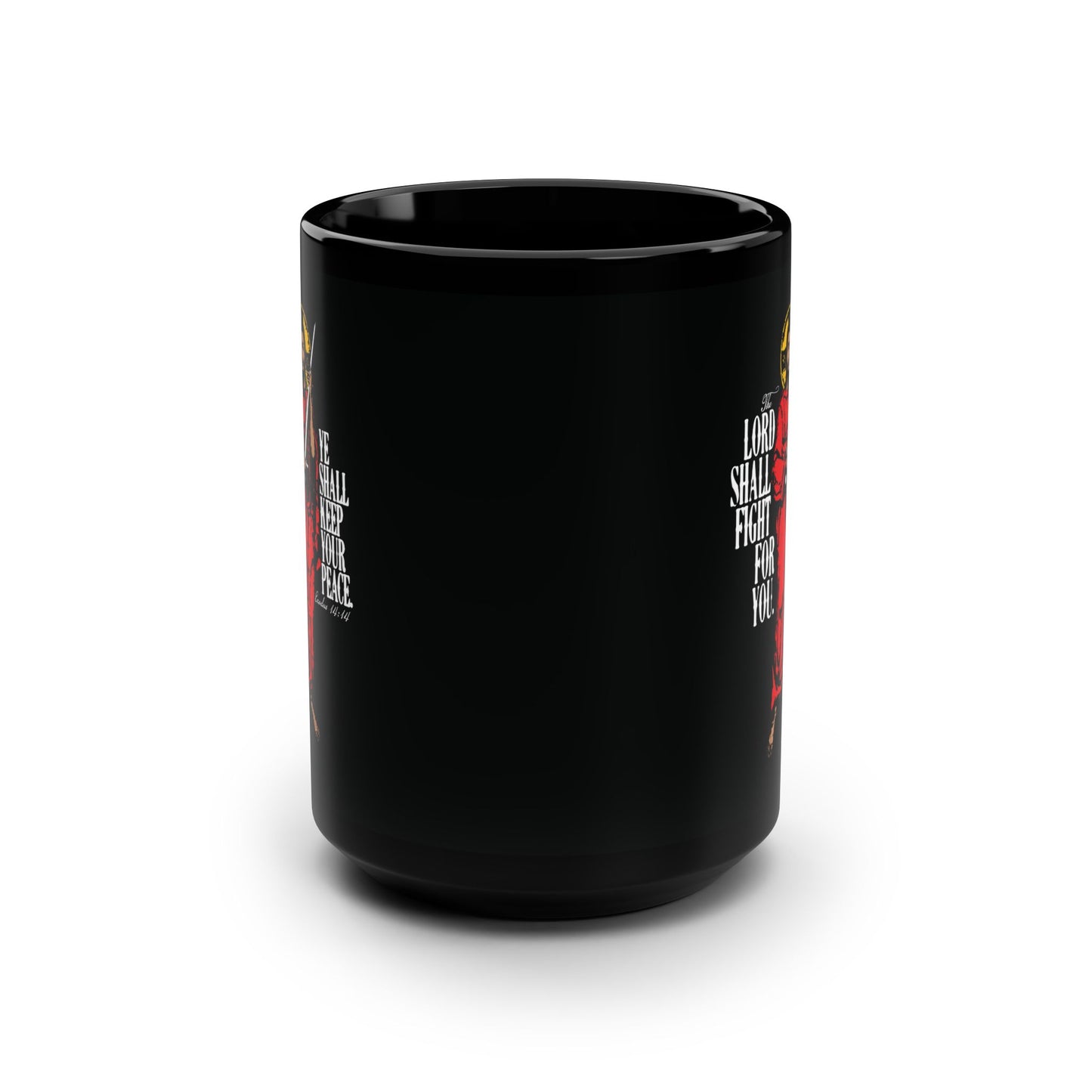 The Lord Shall Fight For You (Exodus 14:14) | Jesus Christ with Sword IconoGraphic | Orthodox Christian 15oz Black Mug