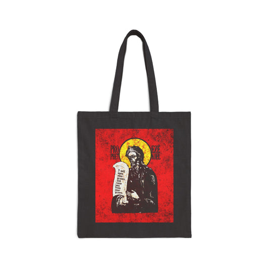 Prophet Ezekiel IconoGraphic | Textured, High Contrast Bright Red and Yellow Design | Old Testament | Orthodox Christian Tote Bag