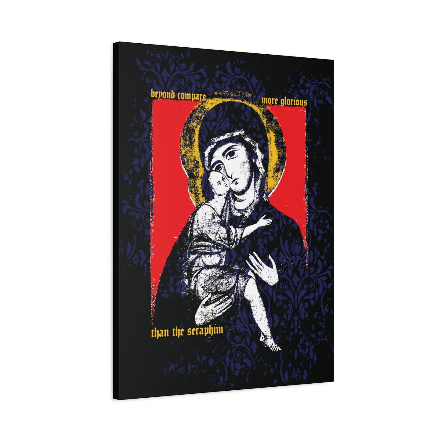 Beyond Compare More Glorious Than the Seraphim | Vladimir Theotokos Iconographic | Orthodox Christian Canvas Art
