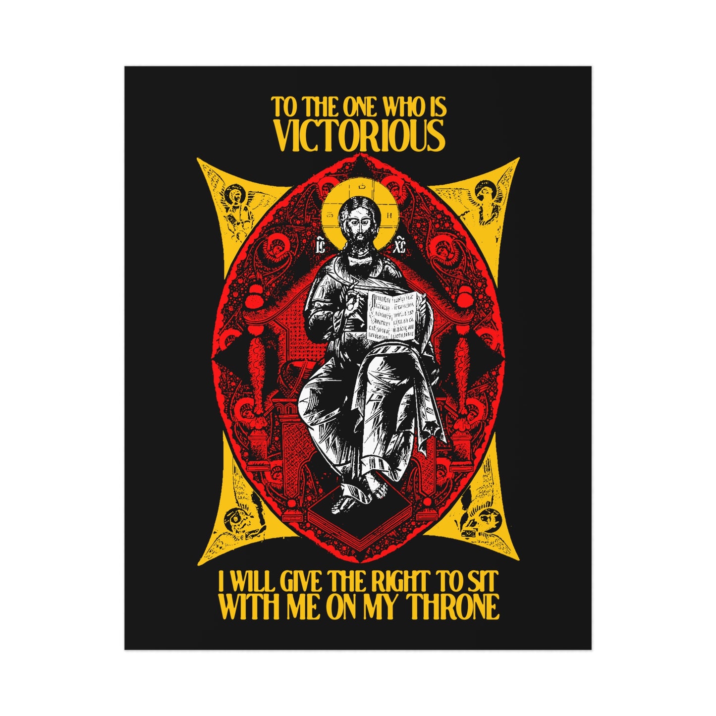 Christ Enthroned IconoGraphic (To the One Who Is Victorious) No. 1 | Orthodox Christian Art Poster