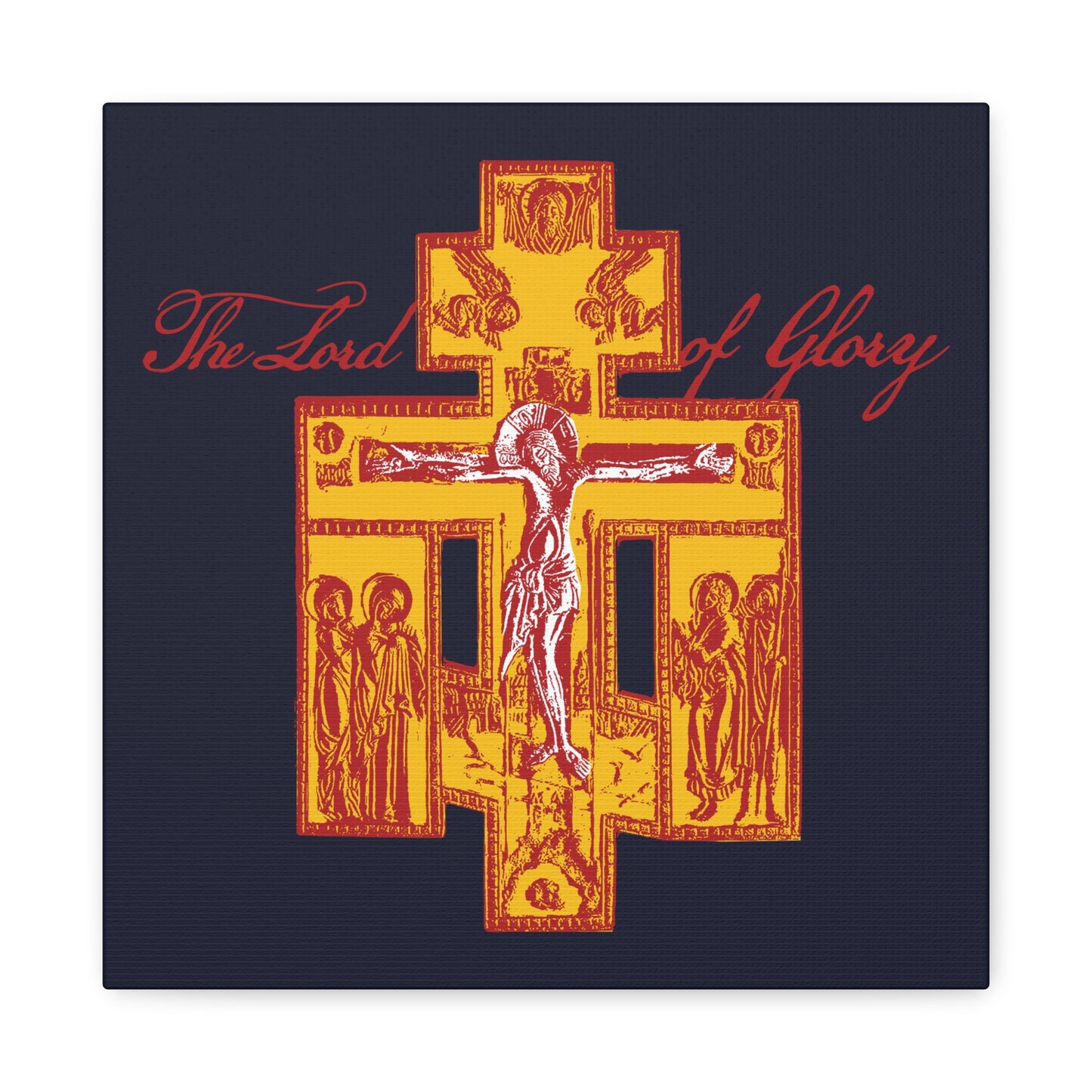The Lord of Glory | Russian Golgotha Crucifix IconoGraphic (Blue BG) | 1 Corinthians 2:8 | Orthodox Christian Canvas Art
