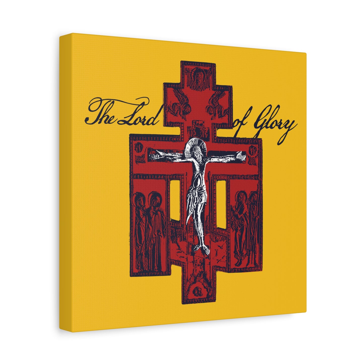 The Lord of Glory | Russian Golgotha Crucifix IconoGraphic (Gold BG) | 1 Corinthians 2:8 | Orthodox Christian Canvas Art