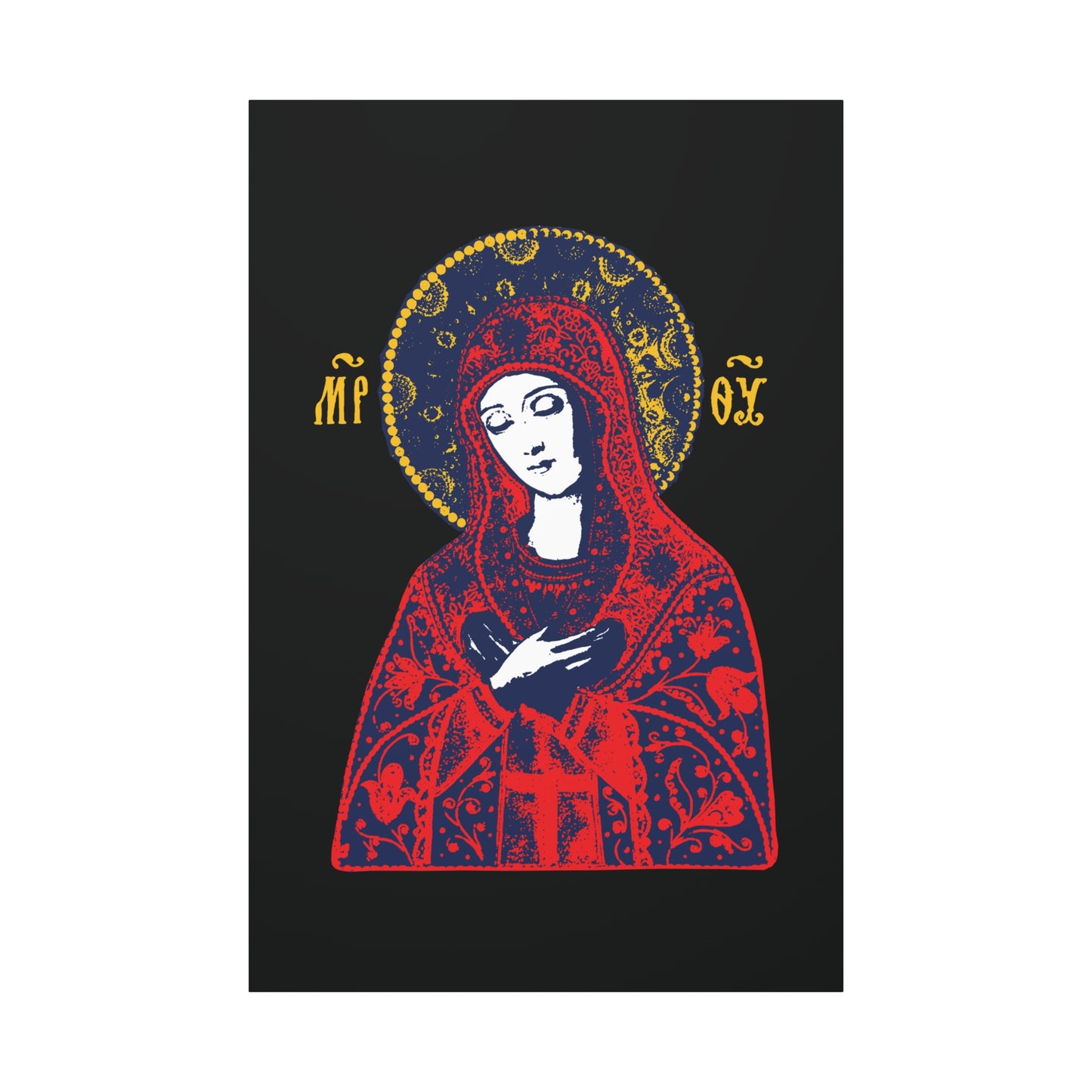 Joy of All Joys Tenderness Theotokos Iconographic Based on Traditional Orthodox Iconography | Red Design | Orthodox Christian Canvas Art