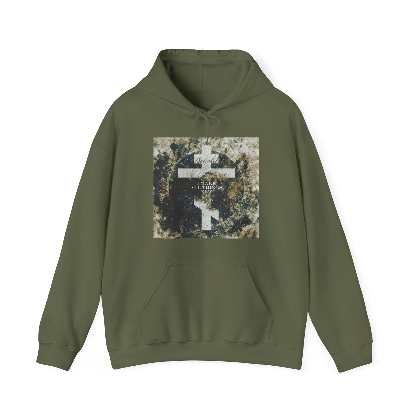 Behold, I Make All Things New | Revelation 21:5 | Cosmic Textured Orthodox Cross | Parousia | Orthodox Christian Hoodie