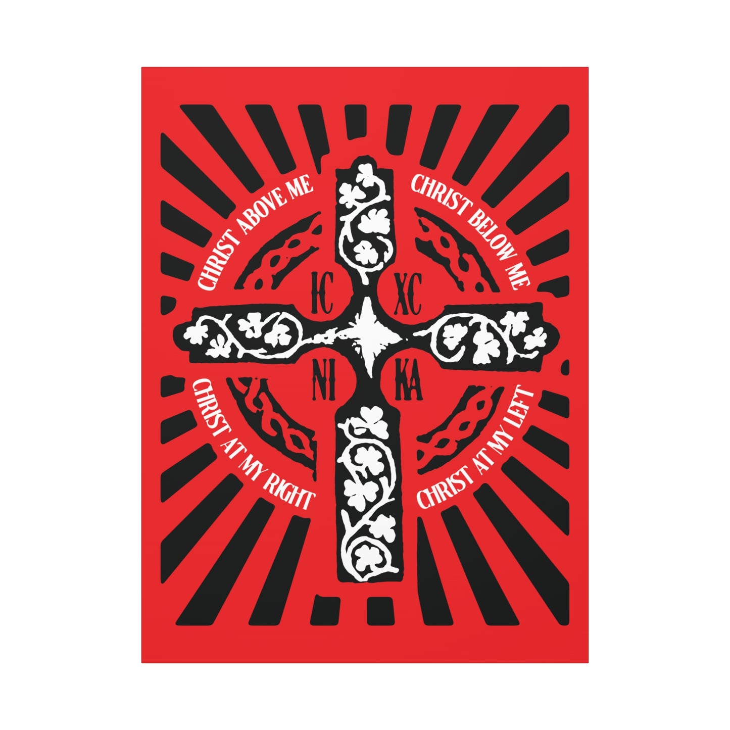 Red ICXC NIKA Enniskillen Celtic Cross | Lorica of St. Patrick | Shield Prayer | Orthodox Christian Canvas Art