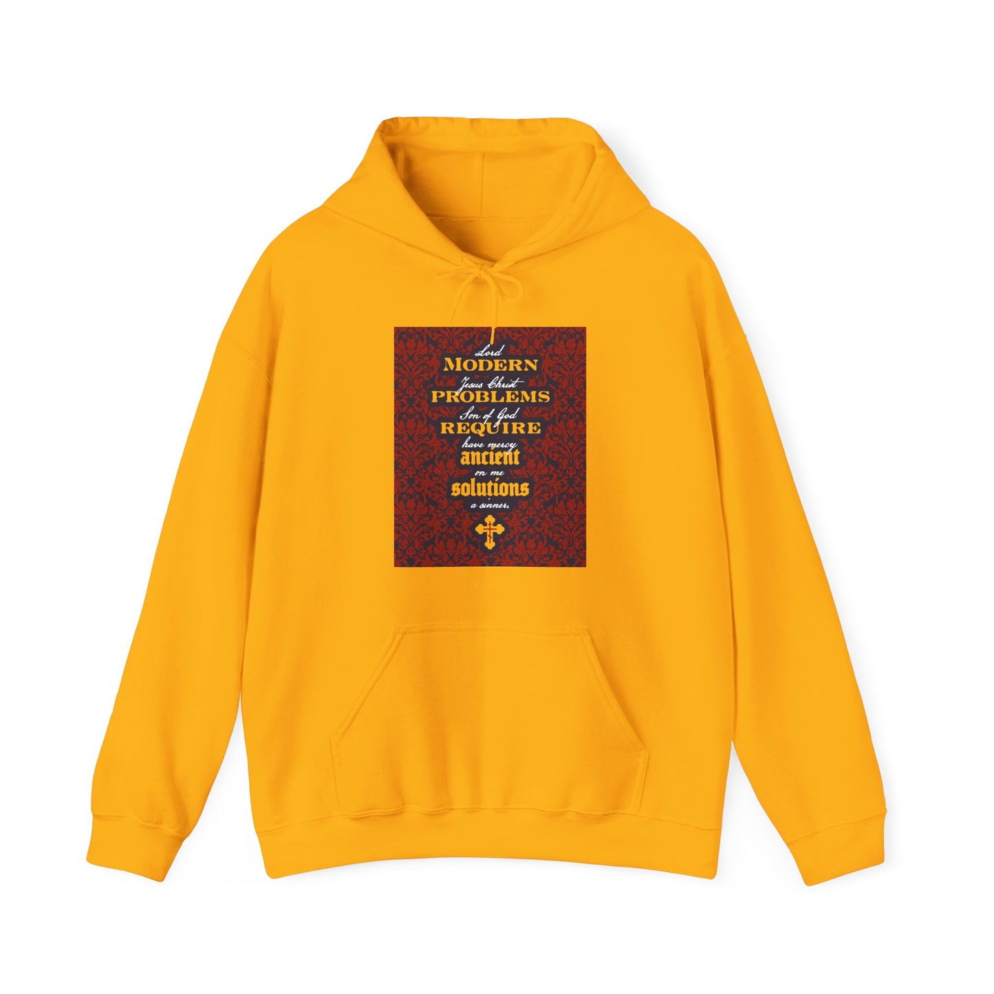 Modern Problems Require Ancient Solutions (Jesus Prayer, Floral Background) No. 2 | Orthodox Christian Hoodie