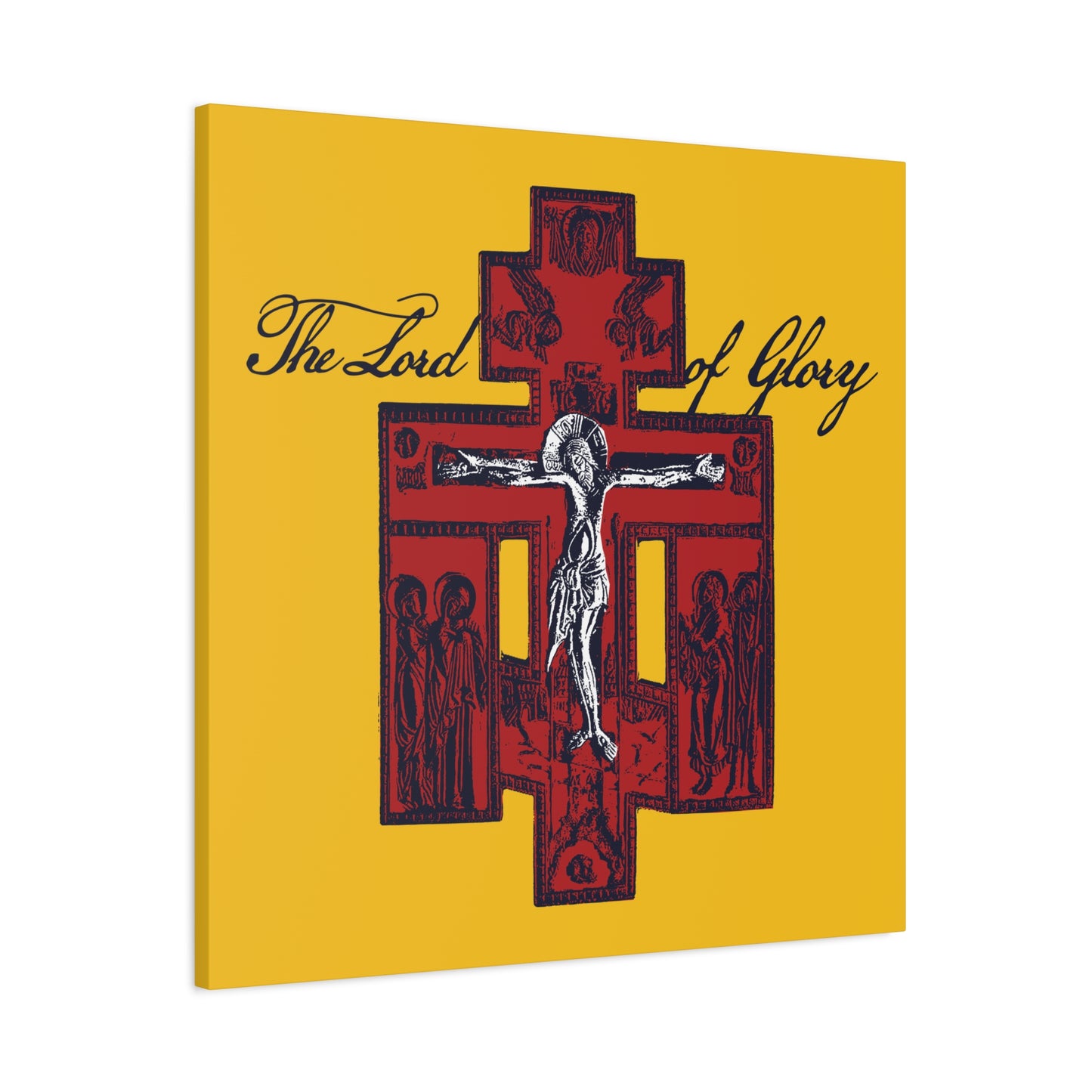 The Lord of Glory | Russian Golgotha Crucifix IconoGraphic (Gold BG) | 1 Corinthians 2:8 | Orthodox Christian Canvas Art
