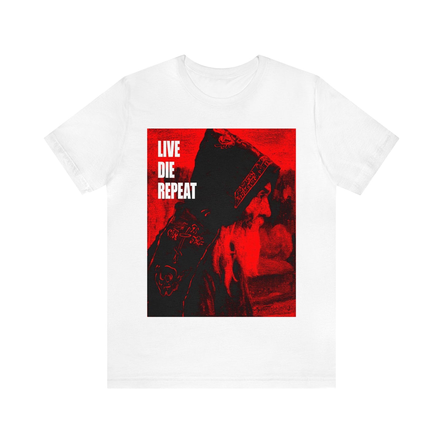 Live Die Repeat (Featuring "Monk" Artwork by Mikhail Nesterov) No. 1 | Orthodox Christian T-Shirt