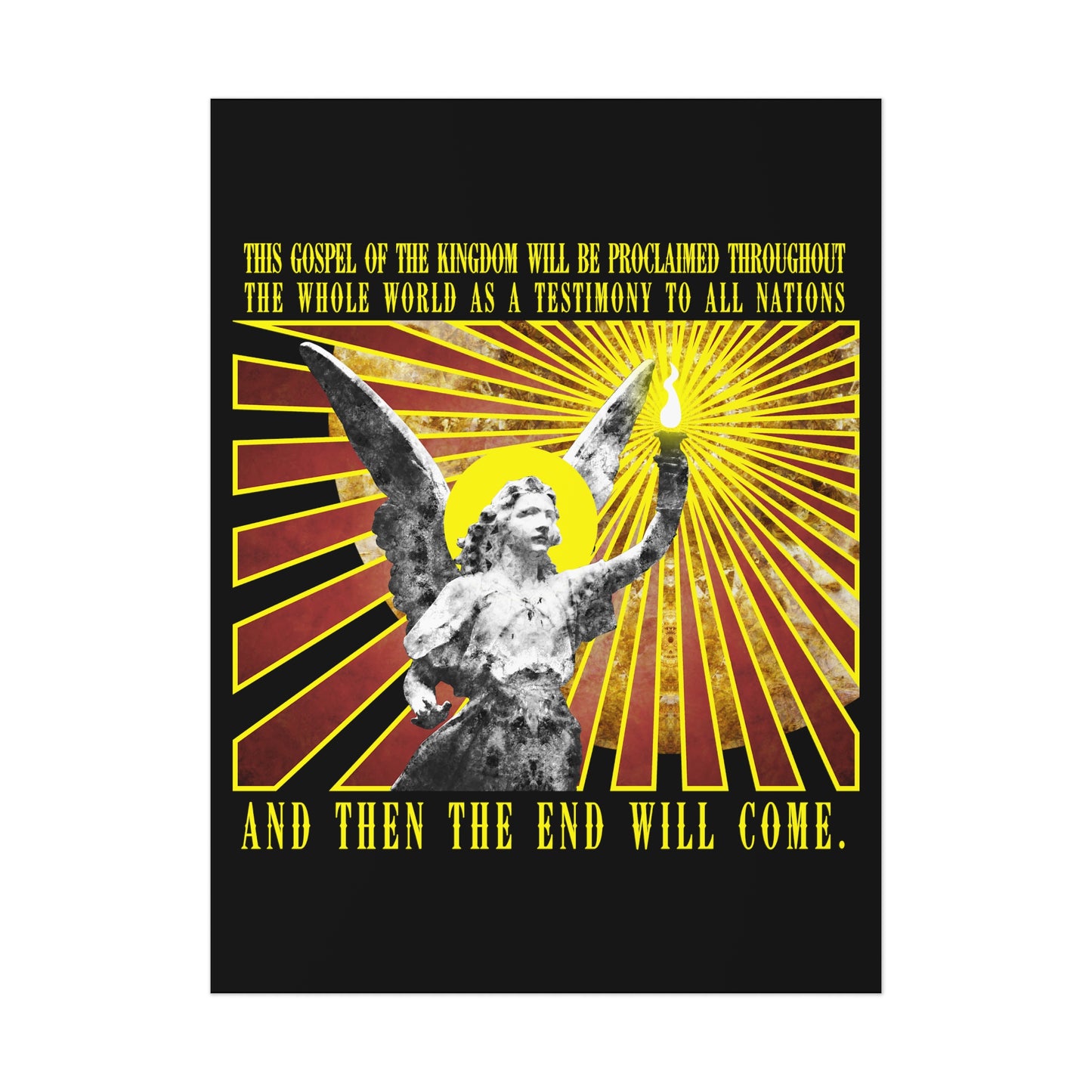 And Then the End Will Come (Matthew 24:14) Cemetery Angel Holding Lamp Emitting Rays | Orthodox Christian Art Poster