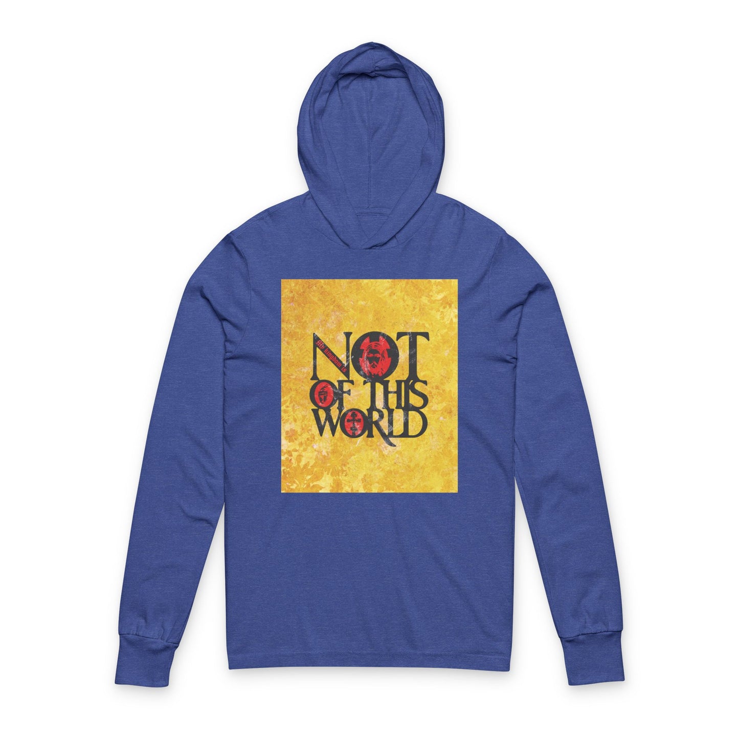 My Kingdom is Not of This World (John 18:36) | Bold Red, Yellow & Black Textured Design with Icon Motifs | Orthodox Long Sleeve Hooded Shirt