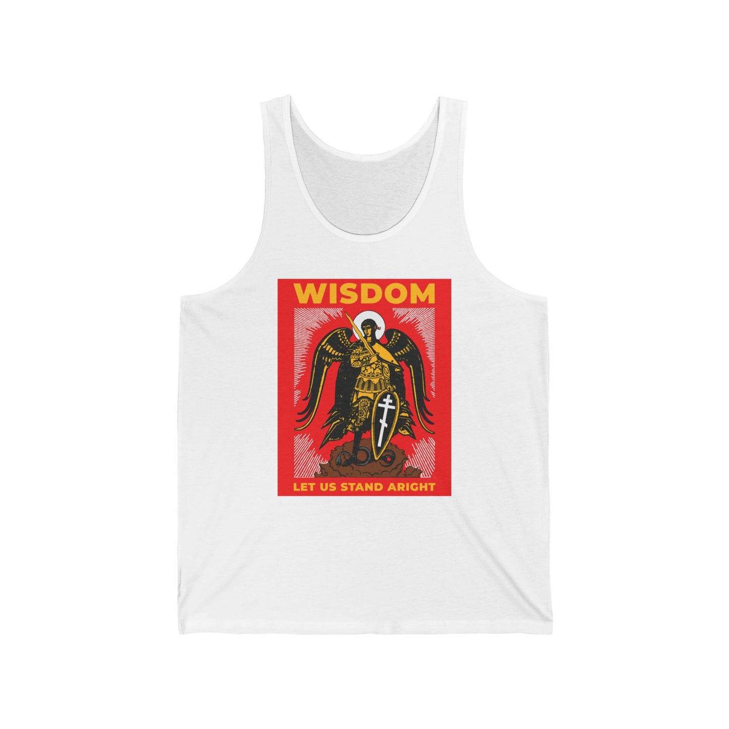 Wisdom: Let Us Stand Aright (Archangel Michael) No. 1 | Orthodox Christian Jersey Tank Top / Sleeveless Shirt