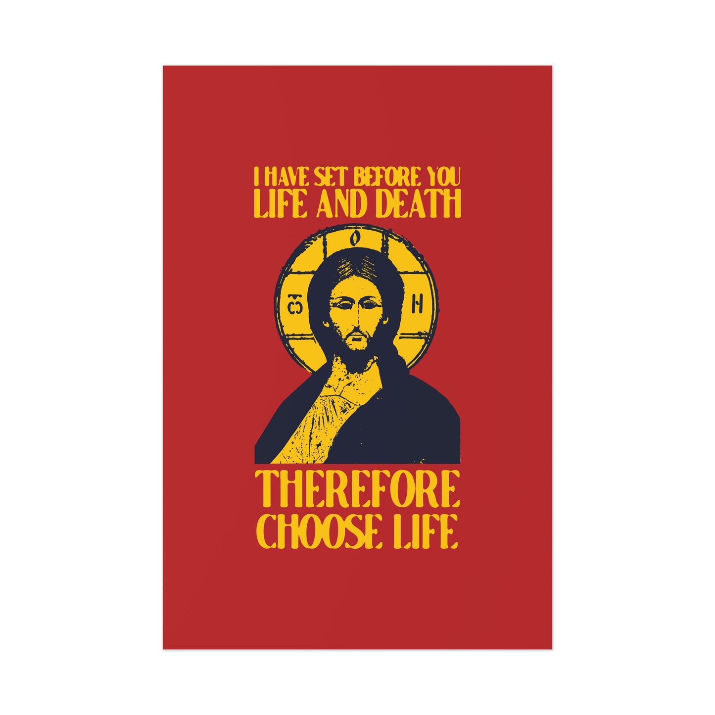 I Have Set Before You Life and Death (Deut. 30:11-20) Red Design No. 1 | Orthodox Christian Art Poster