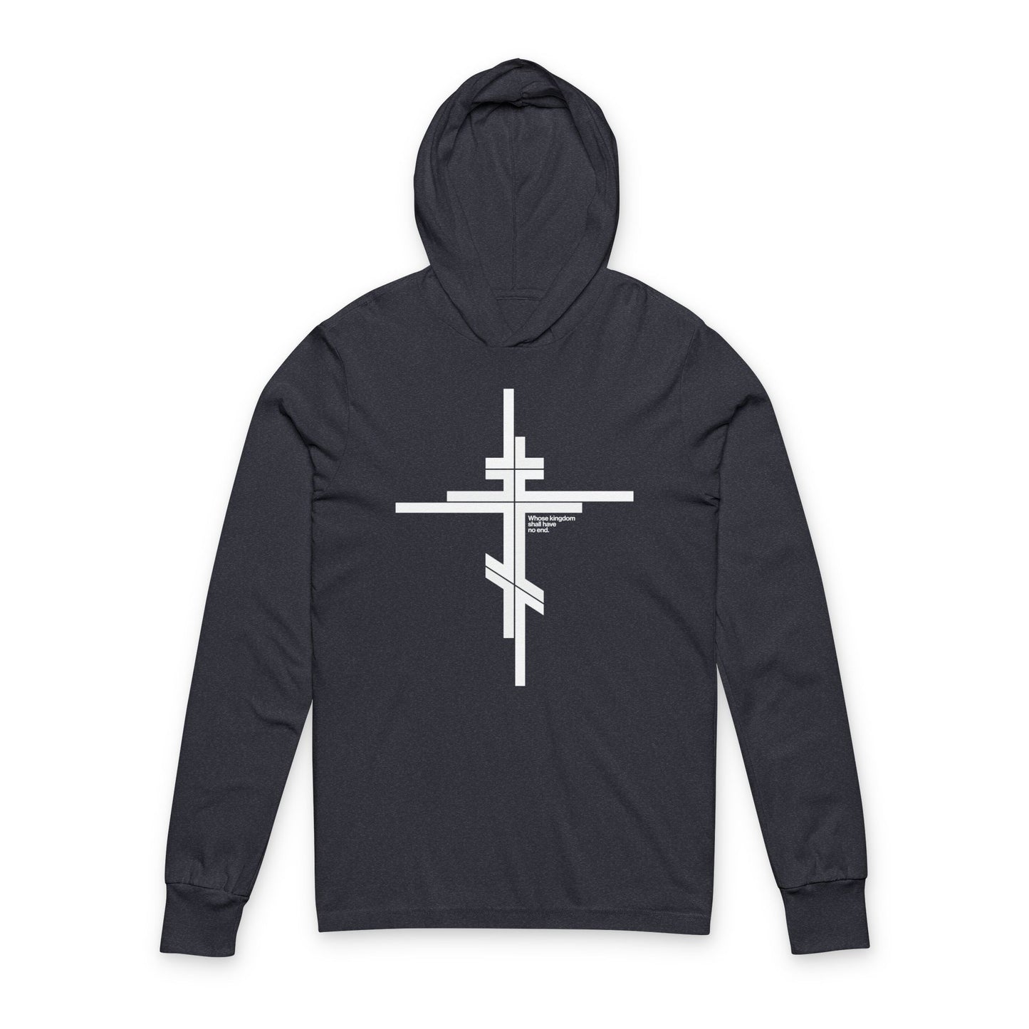 Whose Kingdom Shall Have No End | Luke 1:32-33 | Orthodox Cross | Modernist Minimalist Logo Style | Orthodox Hooded Shirt