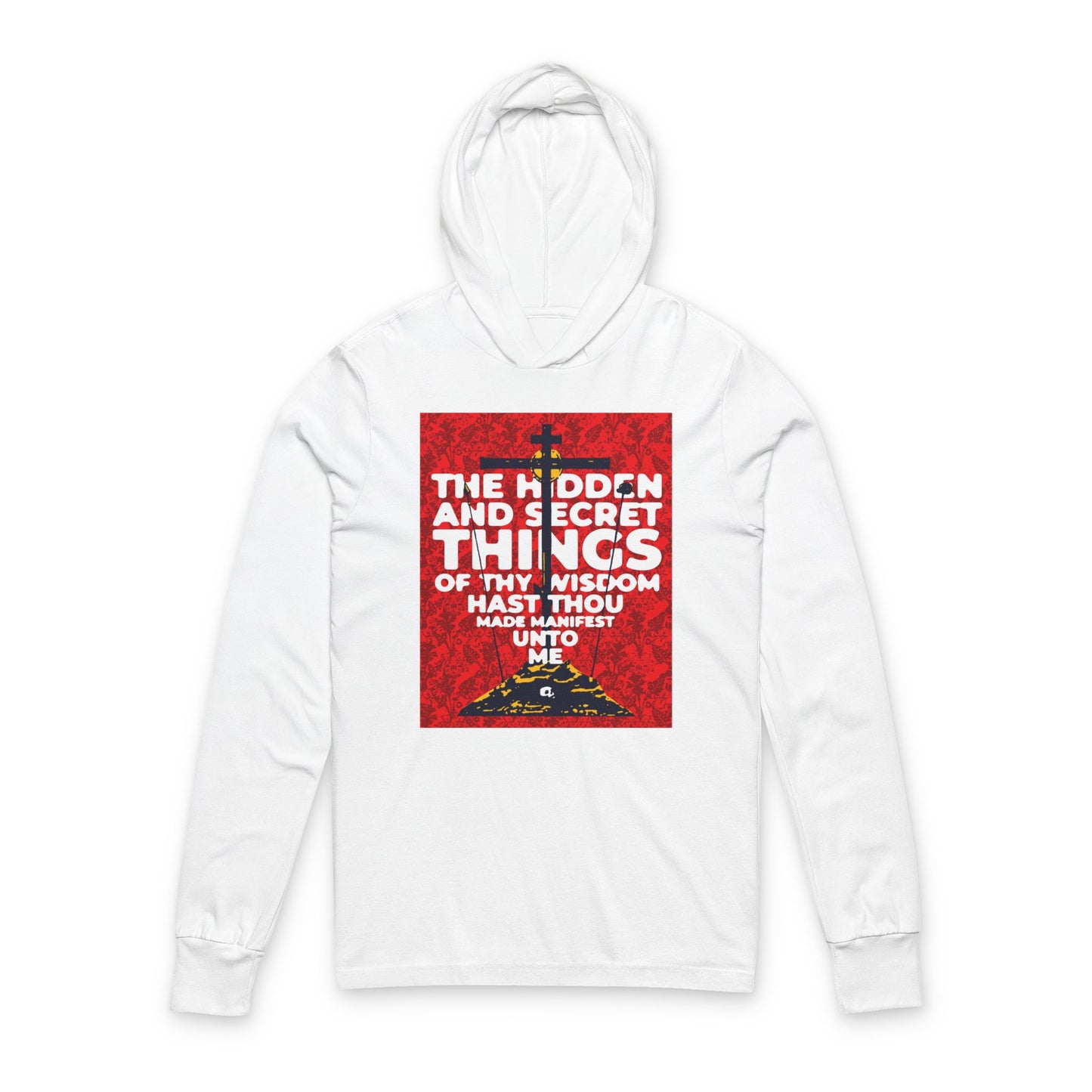 The Hidden and Secret Things of Thy Wisdom (Psalm 50/51) | Golgotha Cross | Skull of Adam | Orthodox Long Sleeve Hooded Shirt