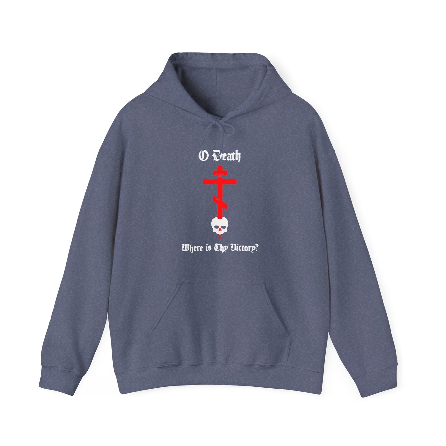 O Death Where is Thy Victory? 1 Cor 15:55 | Cross Stabbing Skull | Spraypaint Aesthetic | Orthodox Christian Hoodie