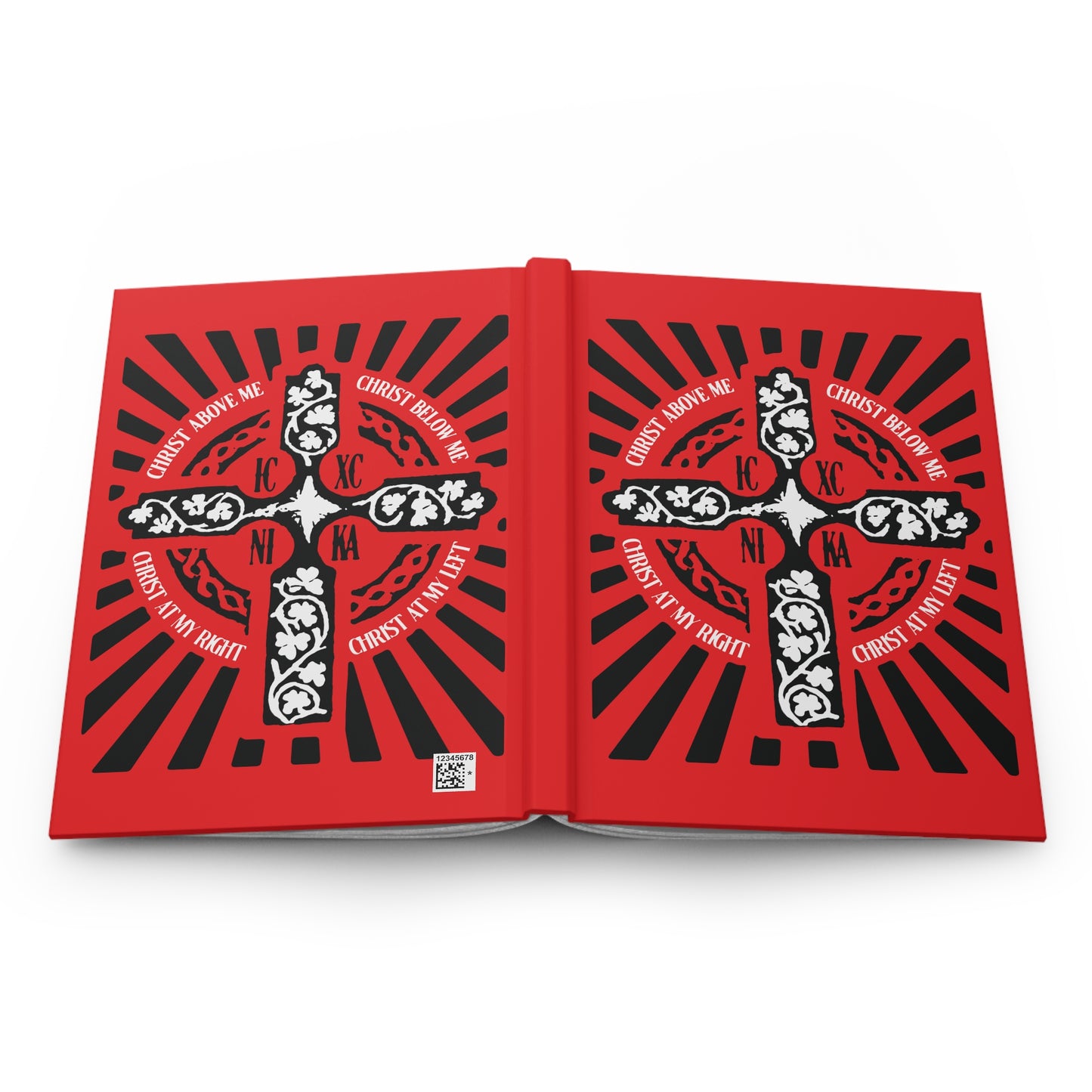 Red ICXC NIKA Enniskillen Celtic Cross | Lorica of St. Patrick | Shield Prayer | Orthodox Christian Hardcover Journal