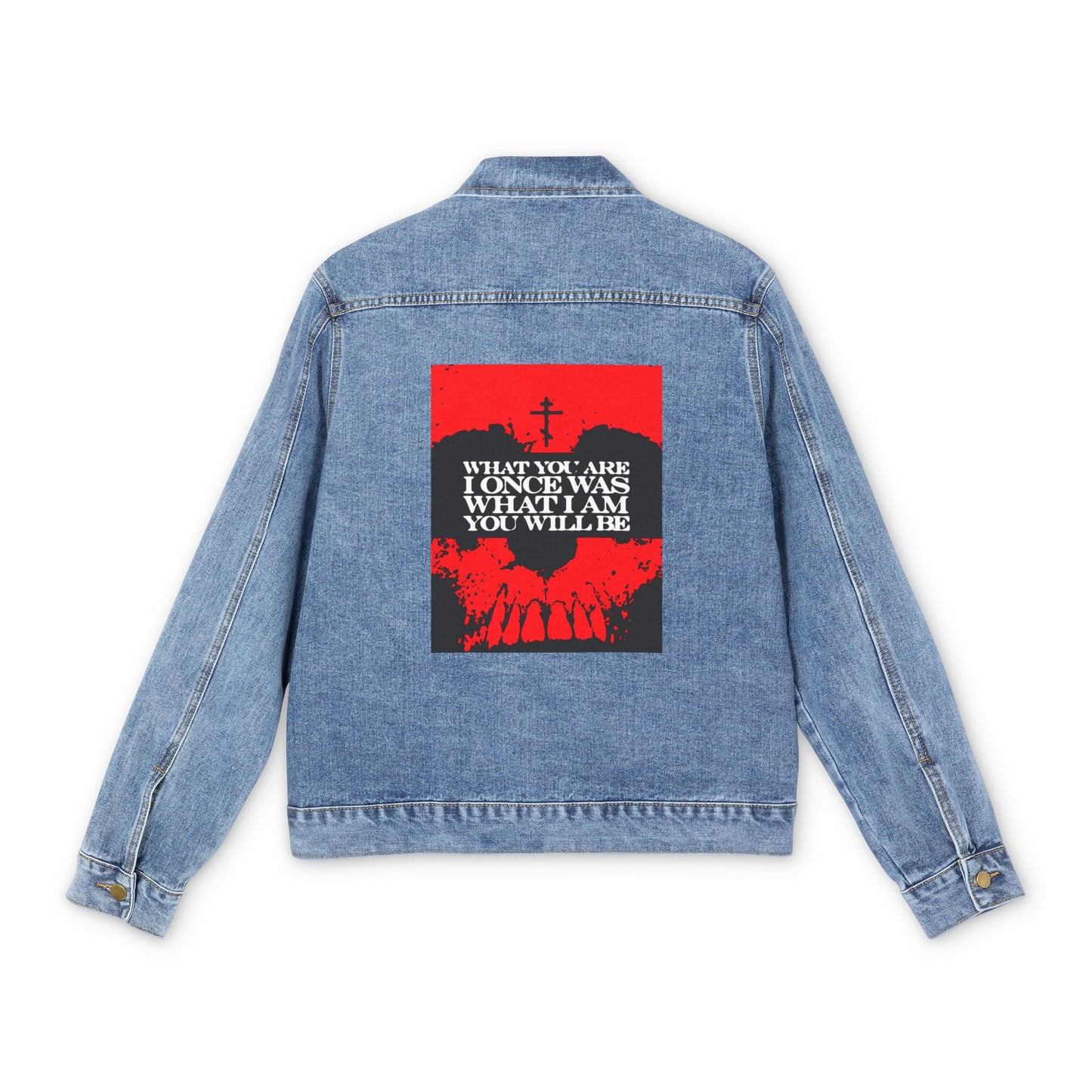 What You Are, I Once Was. What I Am, You Will Be | Memento Mori | Red Skull Remembrance of Death | Orthodox Christian Jean Jacket