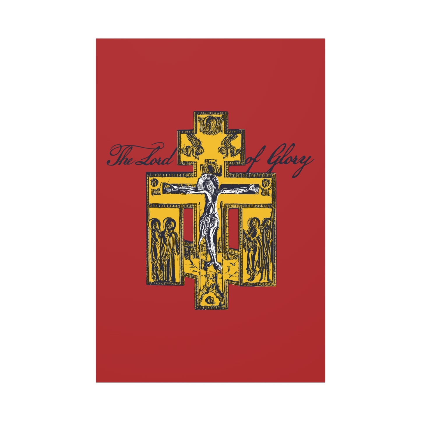 The Lord of Glory | Russian Golgotha Crucifix IconoGraphic (Red BG) | 1 Corinthians 2:8 | Orthodox Christian Canvas Art