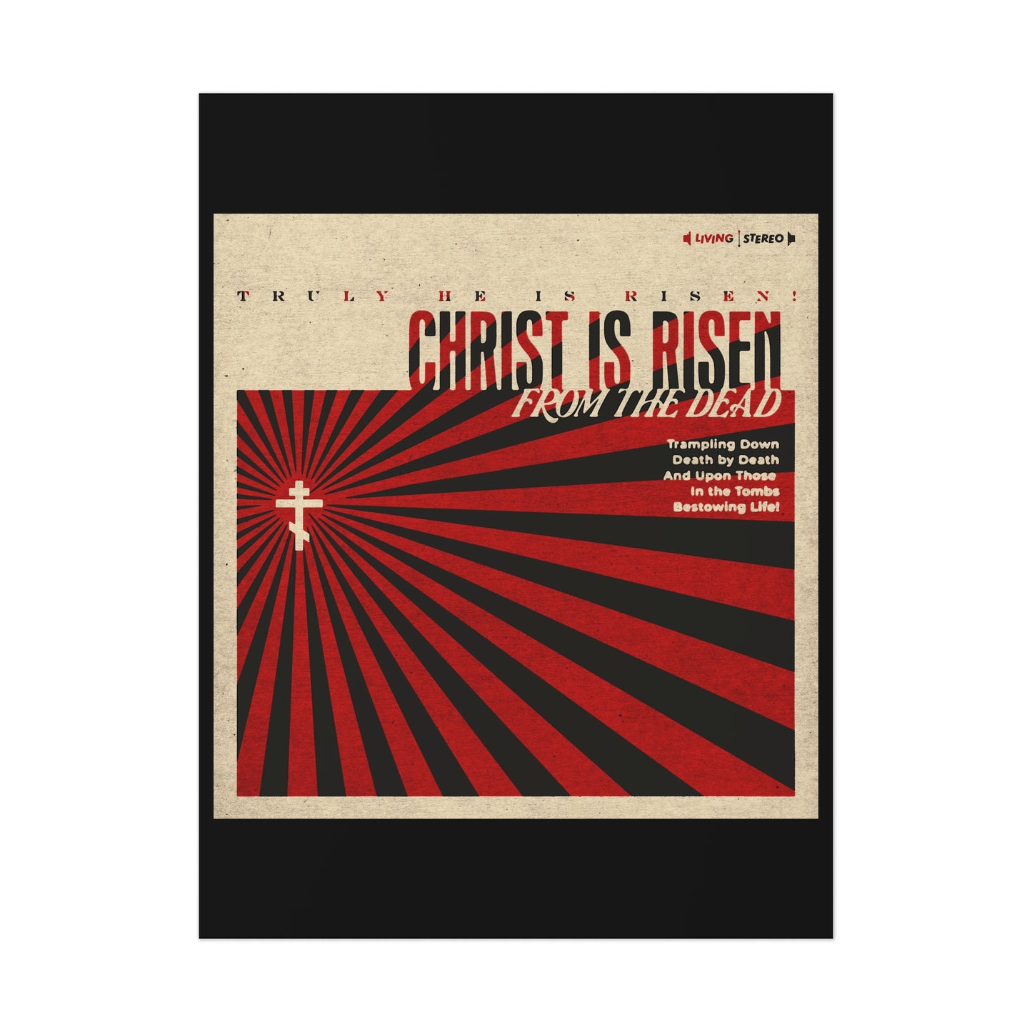 Christ is Risen from the Dead | Paschal Troparion | Retro LP Cover Design | Orthodox Christian Art Poster
