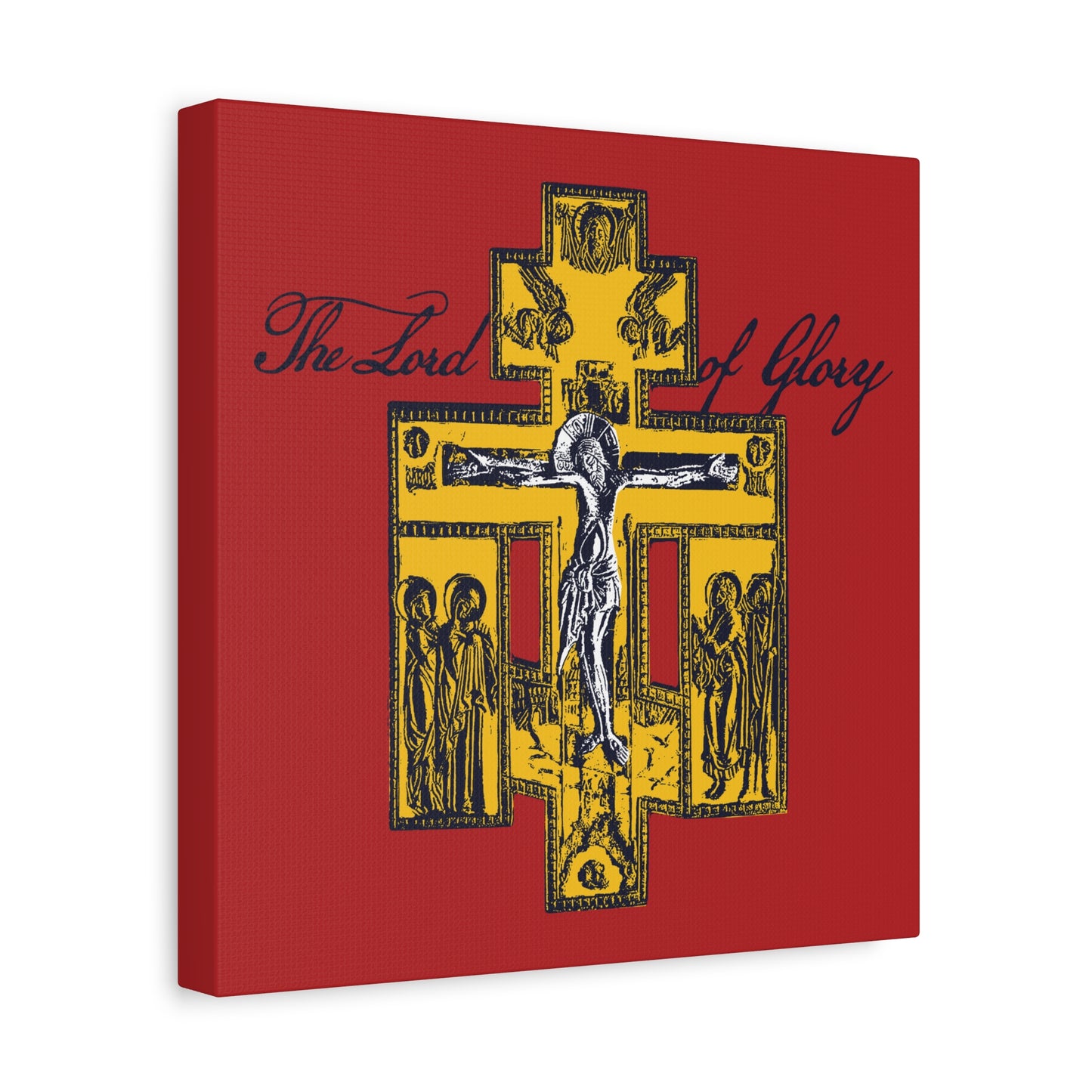 The Lord of Glory | Russian Golgotha Crucifix IconoGraphic (Red BG) | 1 Corinthians 2:8 | Orthodox Christian Canvas Art