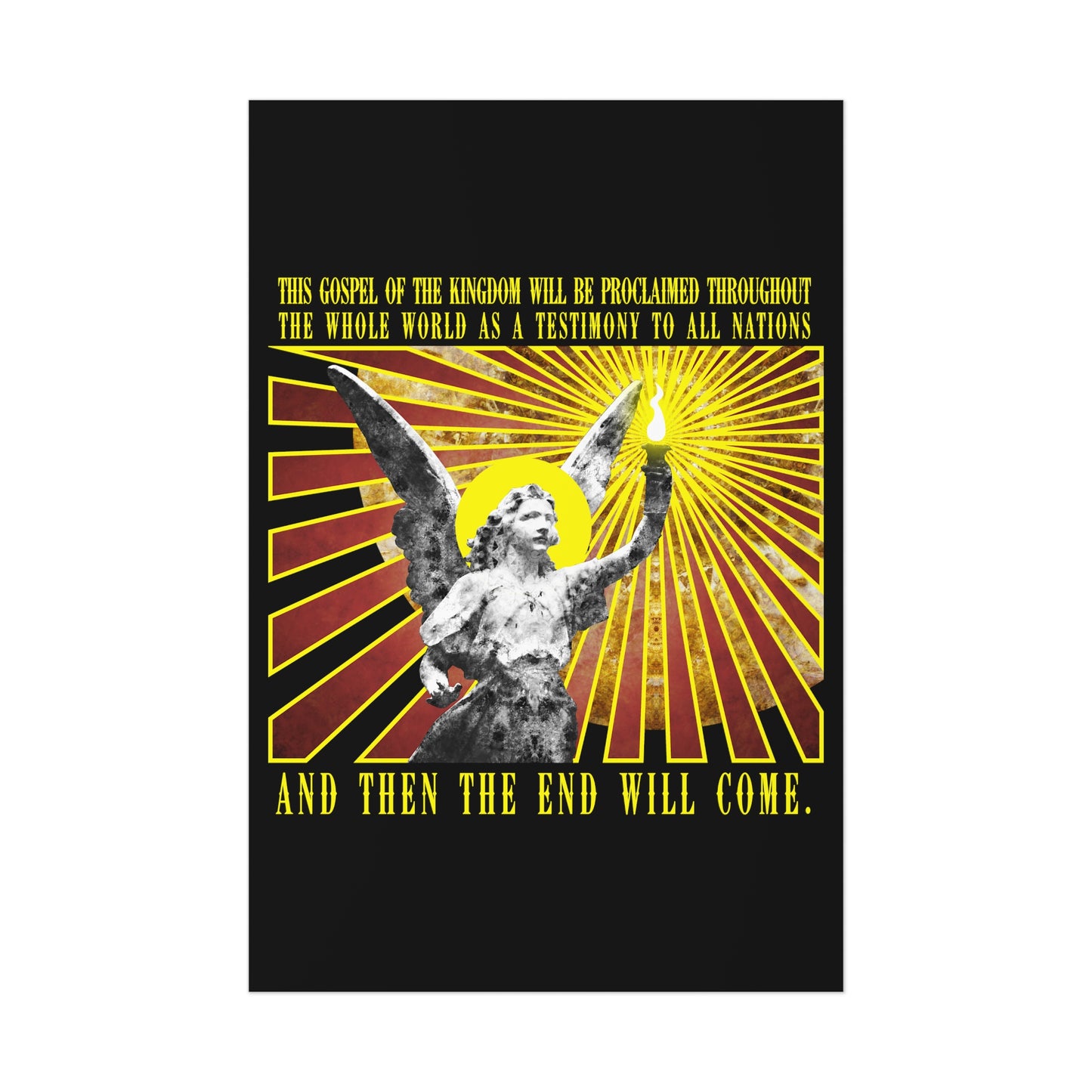 And Then the End Will Come (Matthew 24:14) Cemetery Angel Holding Lamp Emitting Rays | Orthodox Christian Art Poster