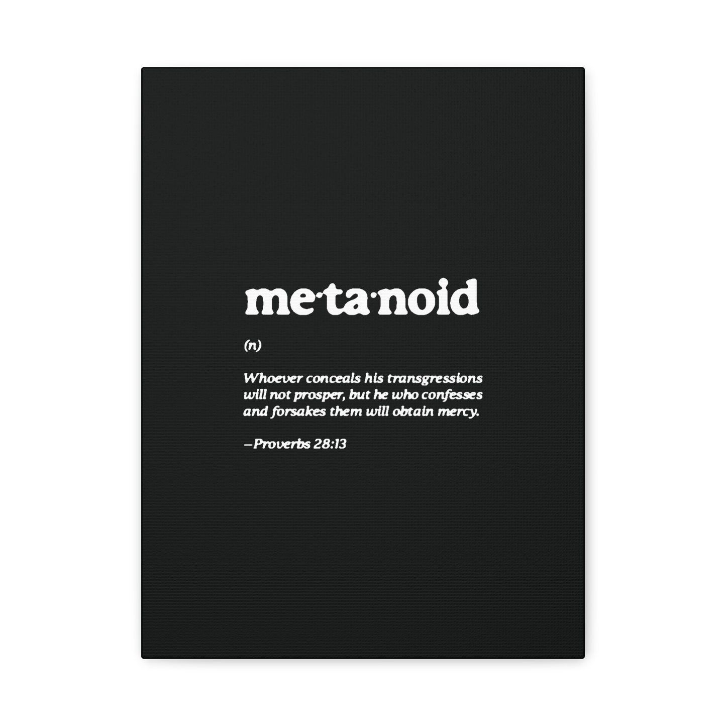 Metanoia Metanoid Definition | Proverbs 28:13 | Confession & Repentance | Minimalist Design | Orthodox Christian Canvas Art