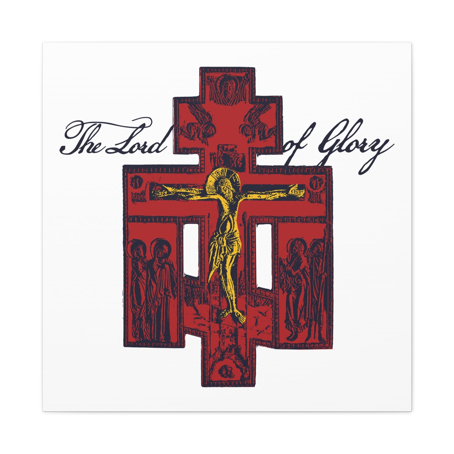 The Lord of Glory | Russian Golgotha Crucifix IconoGraphic (White BG) | 1 Corinthians 2:8 | Orthodox Christian Canvas Art